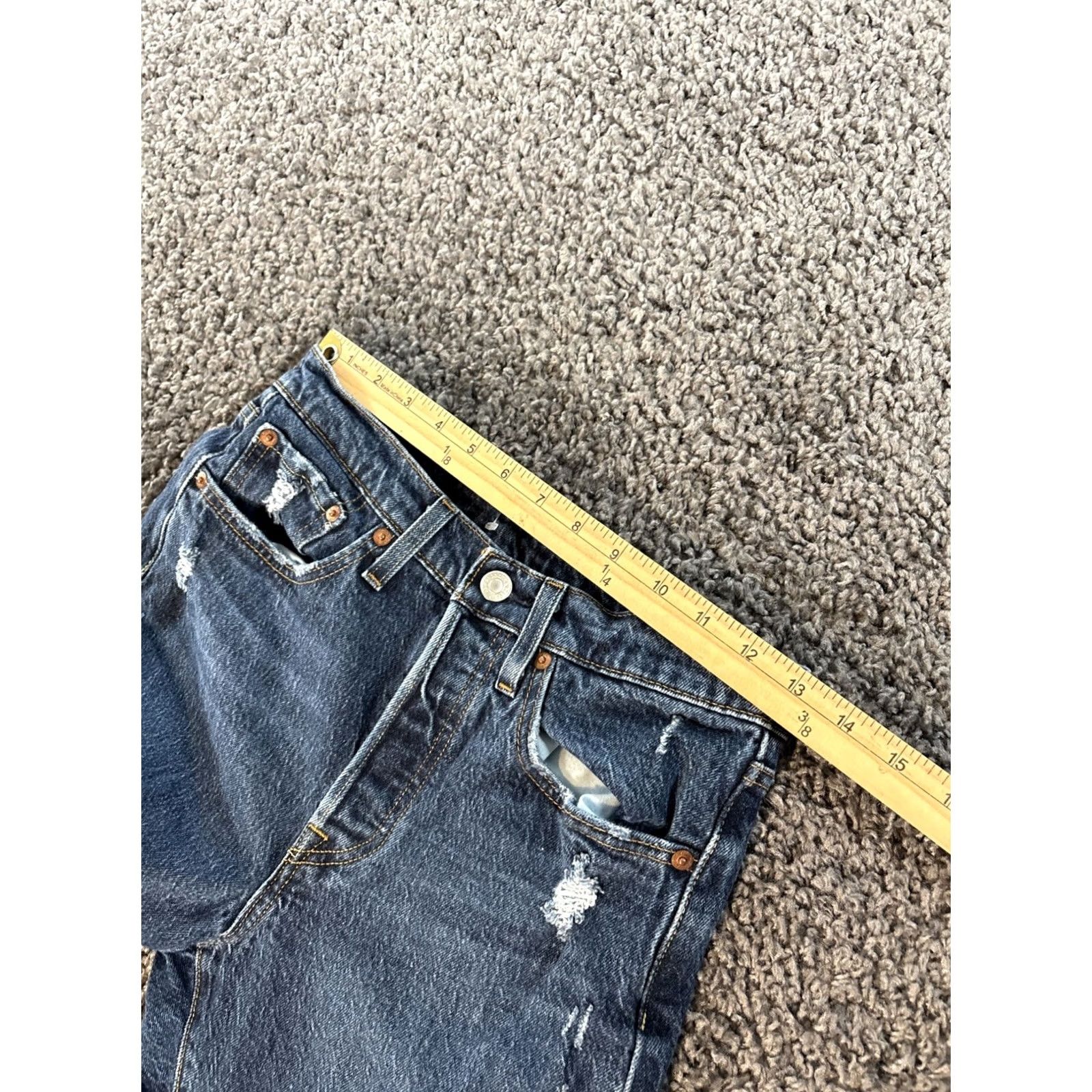 Levi's Levi's 501 Jeans Womens 26x26 Button Fly Distressed High Rise Dark Wash Jeans Mens Womens Girls Size 26" / US 2 / IT 38 - 4 Thumbnail