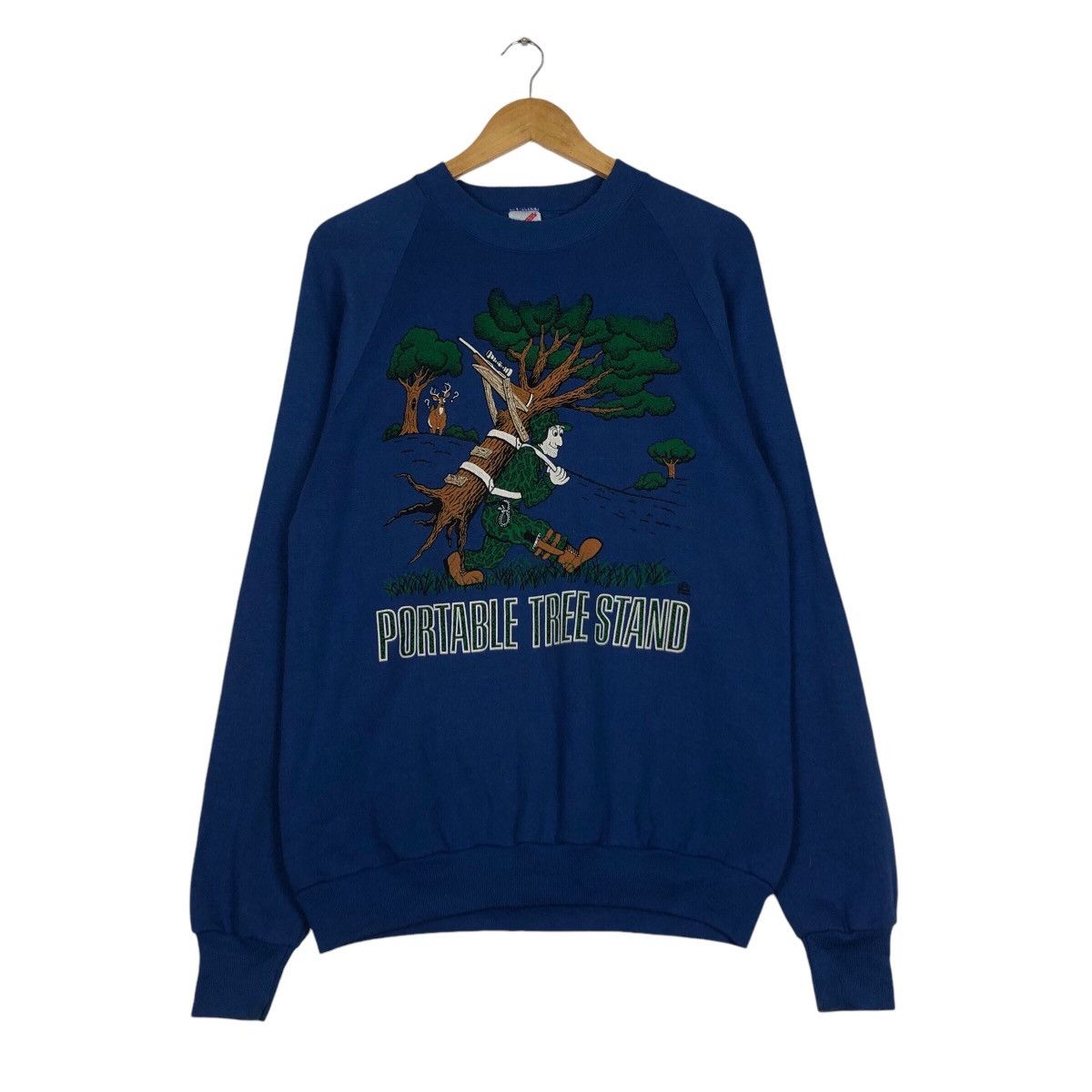 Japanese Brand × Jerzees × Vintage Vintage Portable Three Stand Sweatshirt Rare 90s Blue Size US S / EU 44-46 / 1 - 1 Thumbnail