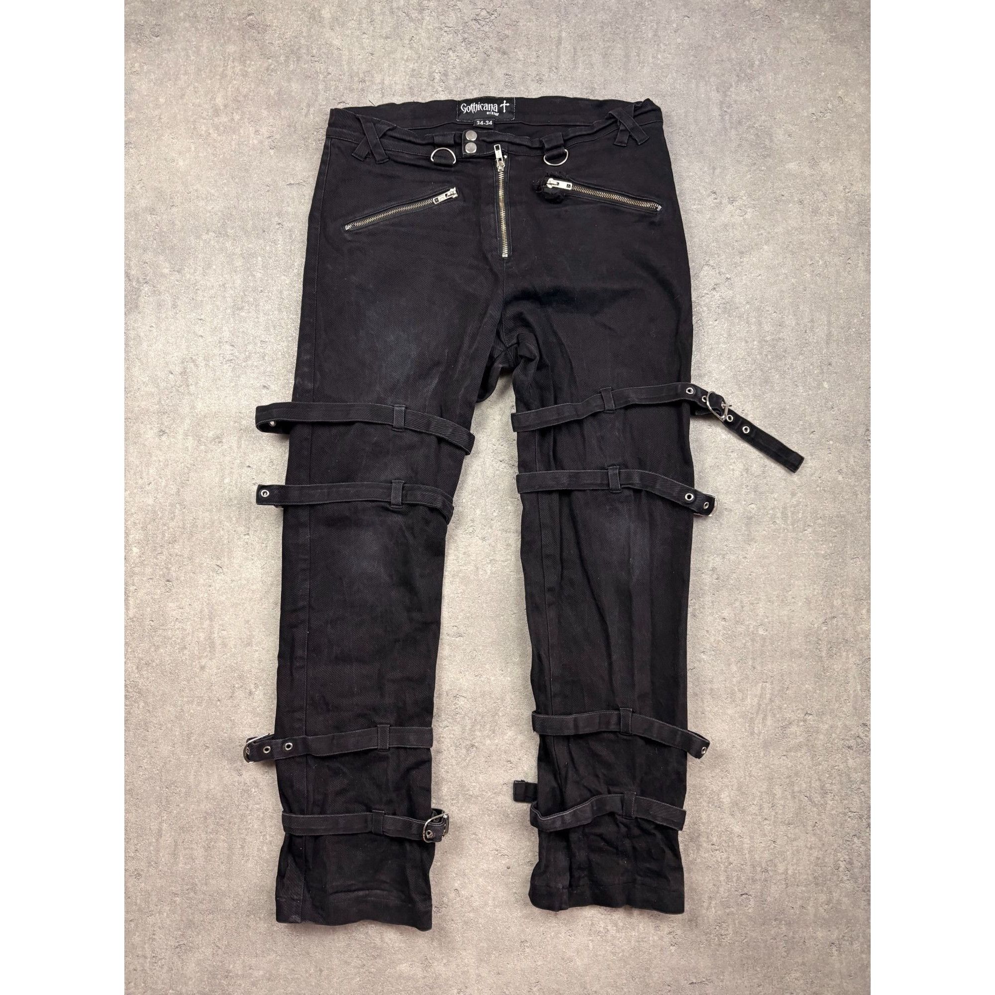 Punk and Yo Gothicana by EMP Men’s Bondage Pants Black Straps D-Rings Go Size US 34 / EU 50 - 1 Thumbnail