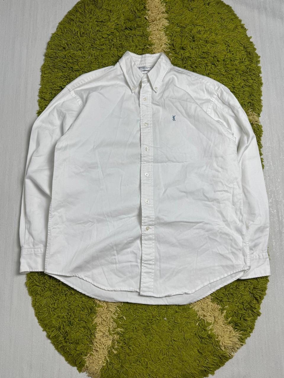 Classic Yves Saint Laurent YSL White Long Sleeve Shirt SZ M