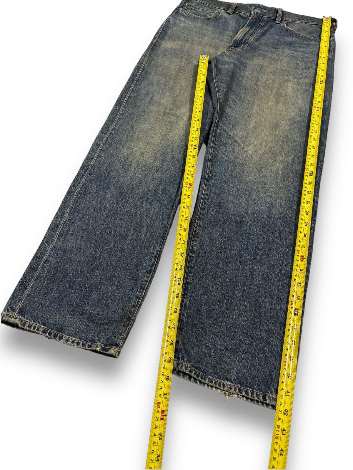 GU × Undercover Vintage Japanese Brand GU Dark Mud Wash Loose Ripped Jeans Size US 33 - 15 Thumbnail