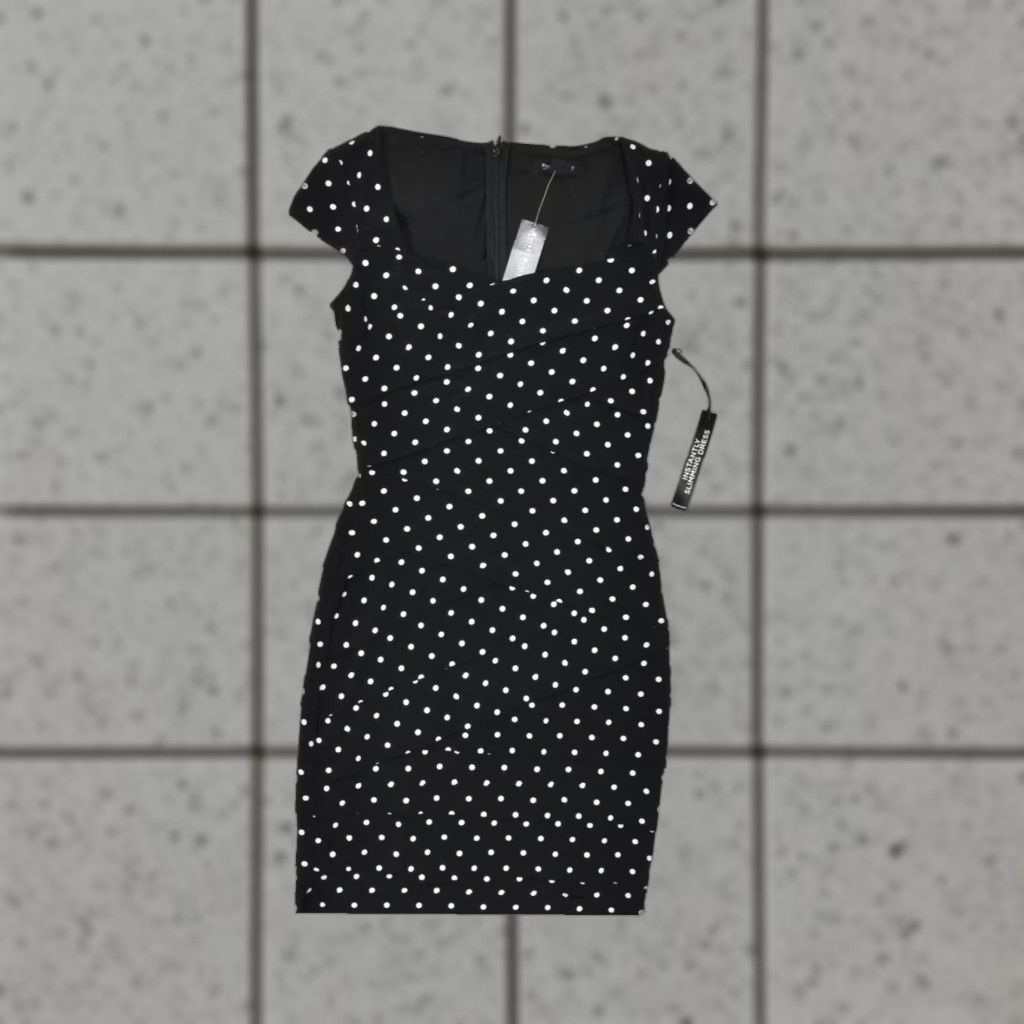 White House Black Market White House Black Market Dress Black White Polka  Dot Ruched Shutter Size 2 NEW | Grailed