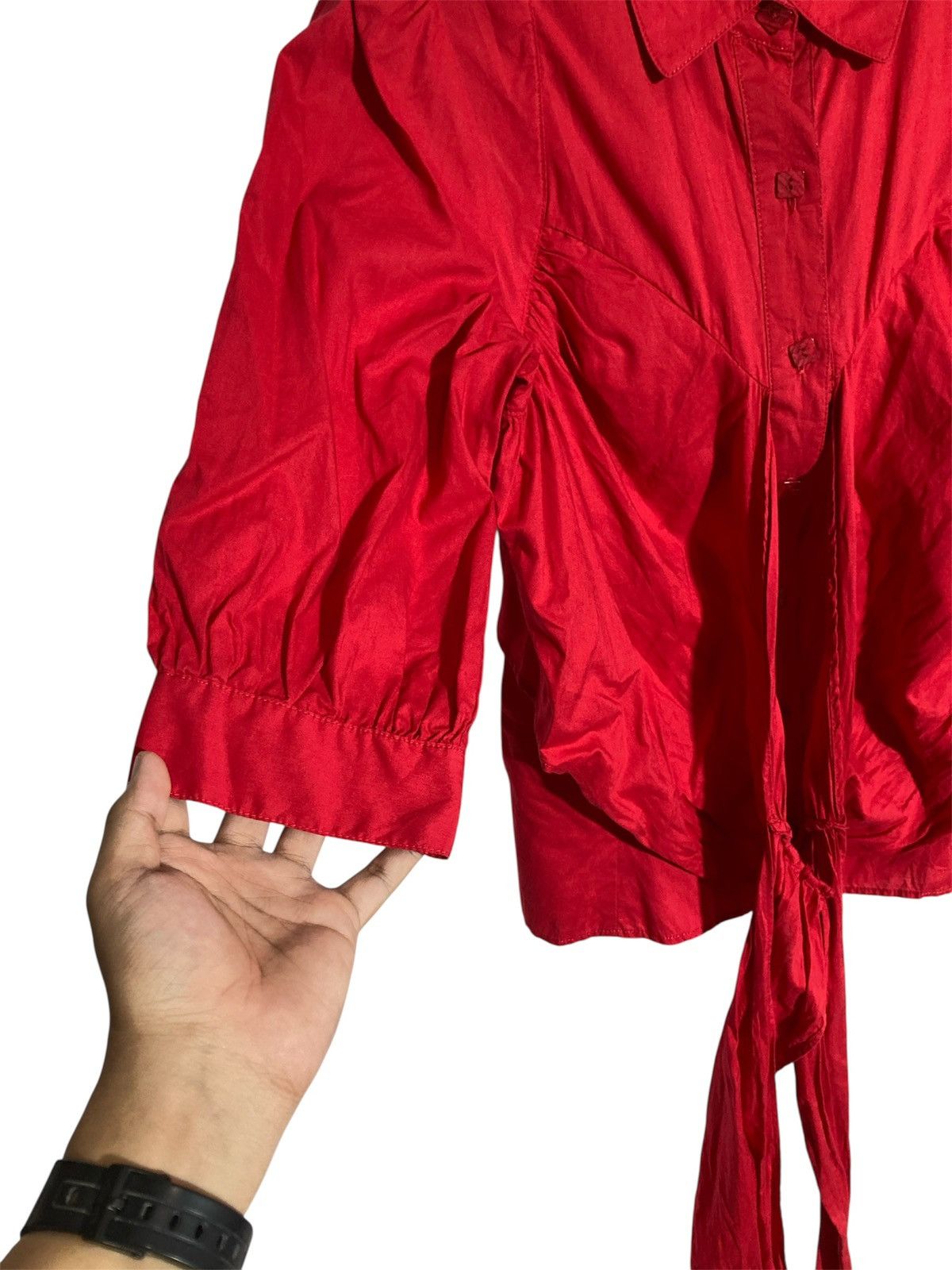 Kenzo 🇫🇷 Vintage Kenzo Blouse Top Women With Tie Front Red Luxury Size S / US 4 / IT 40 - 11 Thumbnail