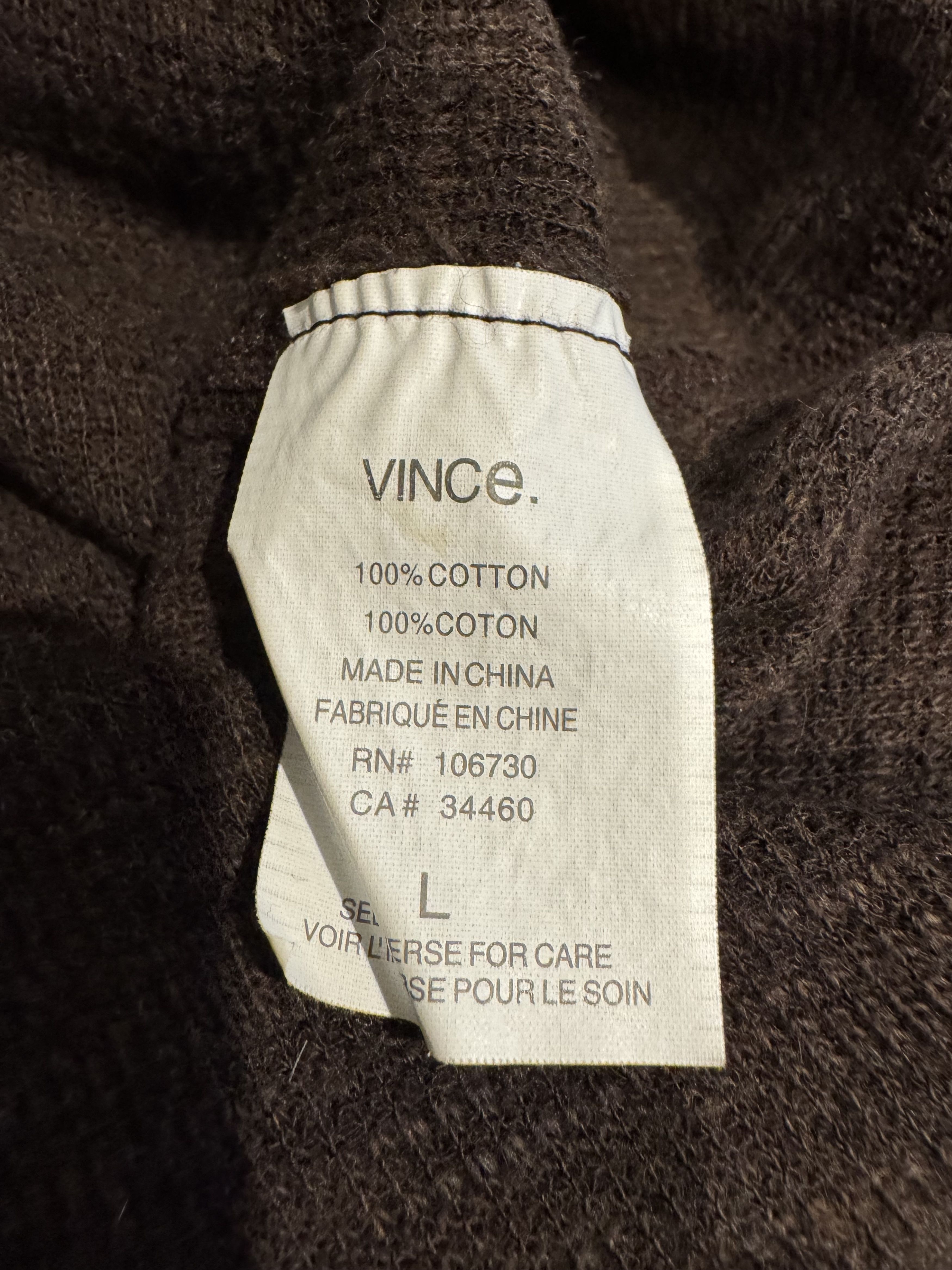 Vince Vince Brown Cotton Sweater. Size US L / EU 52-54 / 3 - 2 Thumbnail