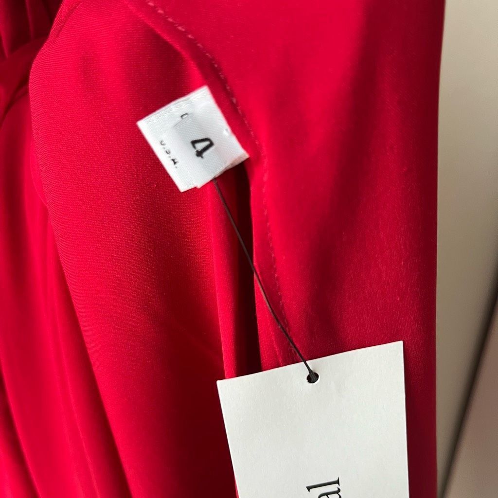 Naeem Khan Naeem Khan Red 100% Silk Draped One-Shoulder Braided Waist C Size S / US 4 / IT 40 - 12 Thumbnail