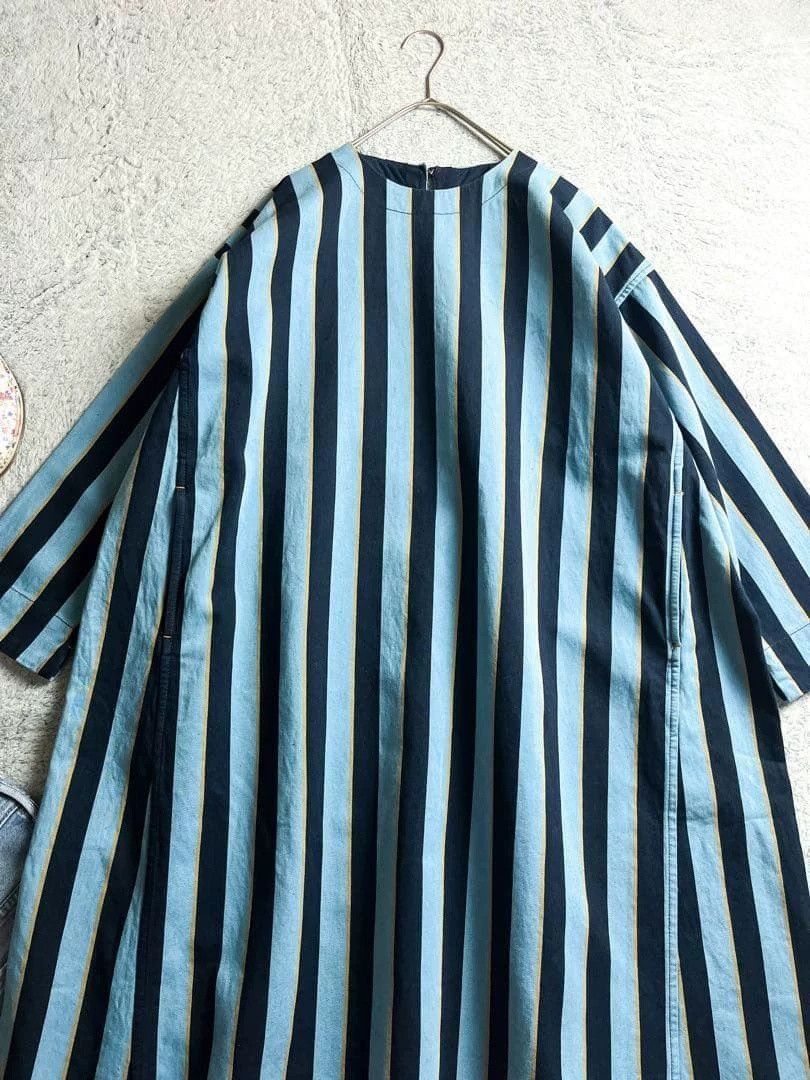 45rpm 45R Embroidered Blue Striped Dress Size M / US 6-8 / IT 42-44 - 2 Thumbnail