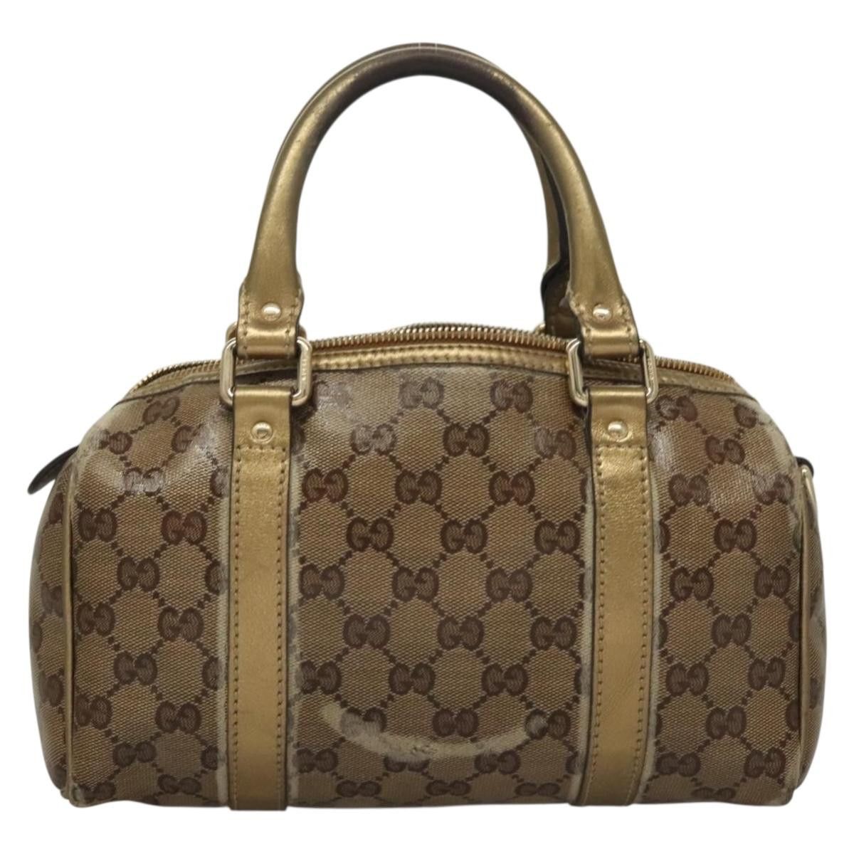 Gucci GUCCI GG Crystal Hand Bag Coated Canvas Brown Gold Size ONE SIZE - 3 Thumbnail
