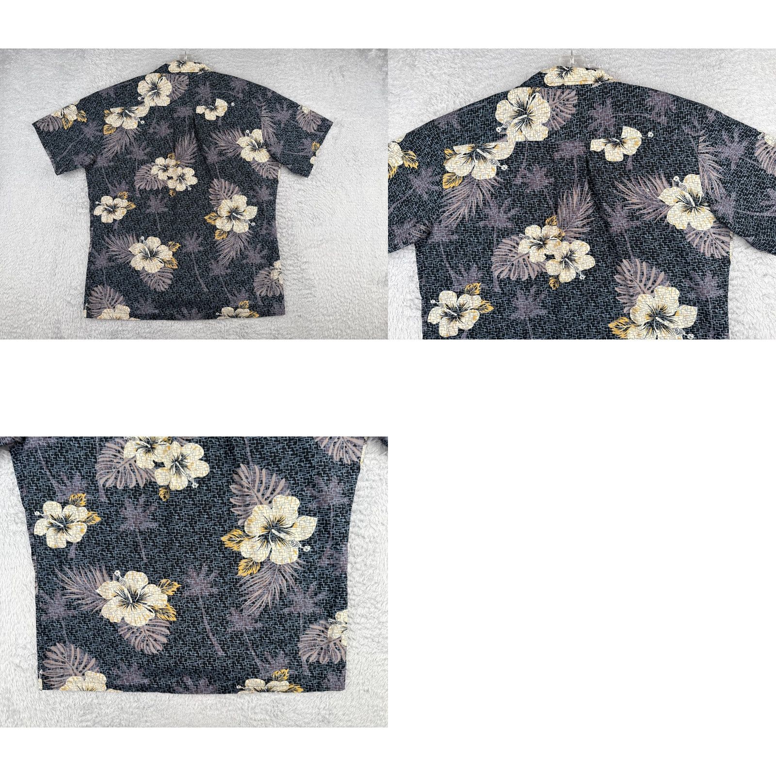 Vintage Palmwave Shirt Men L Black Floral Palm Leaf 100% Cotton Hawaiian Button-Up Resort Aloha Palms Size US L / EU 52-54 / 3 - 9 Thumbnail