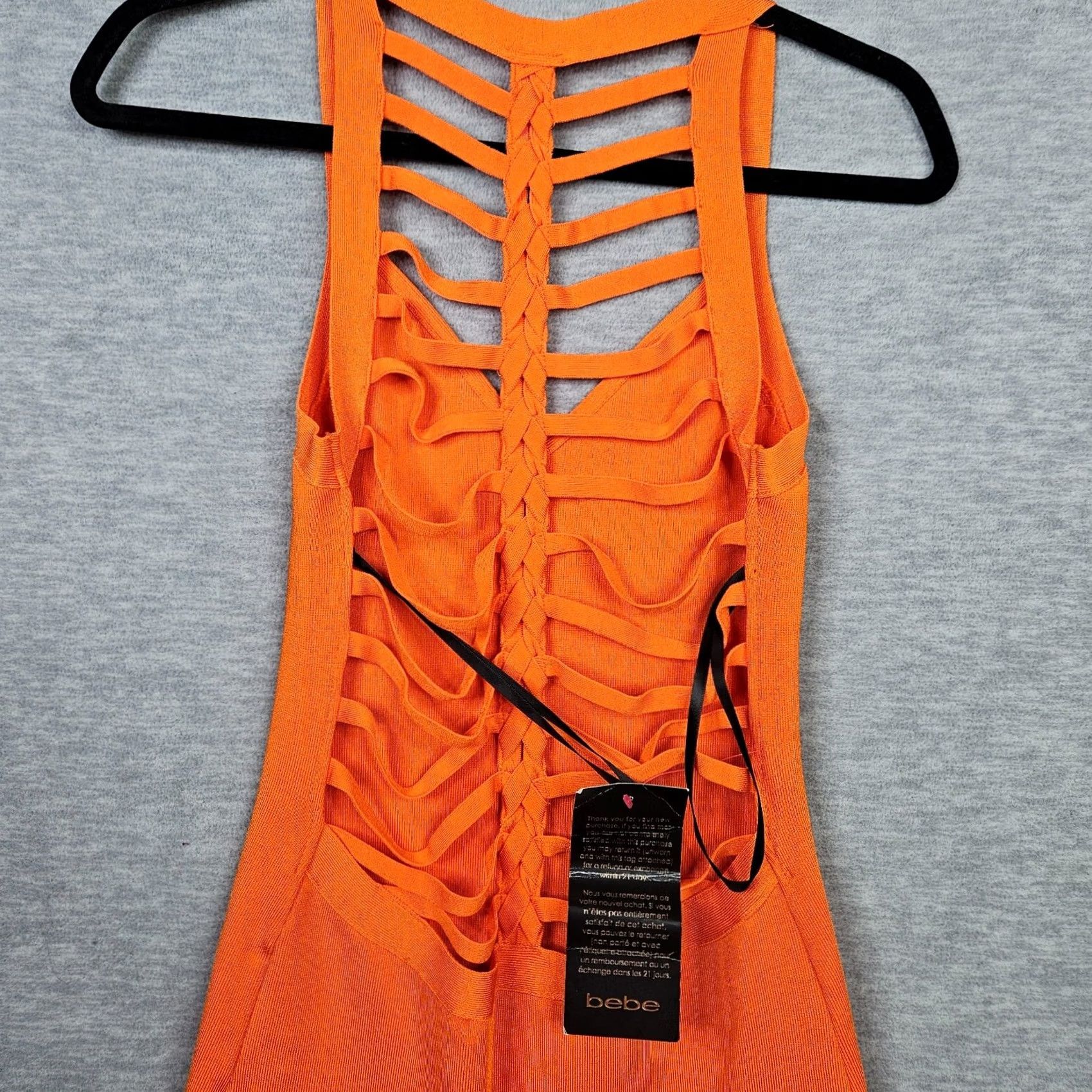 Bebe VINTAGE? No — Bebe Orange Knit Semi Open Back Bodycon Dress Women’s Size M NEW Size M / US 6-8 / IT 42-44 - 2 Thumbnail