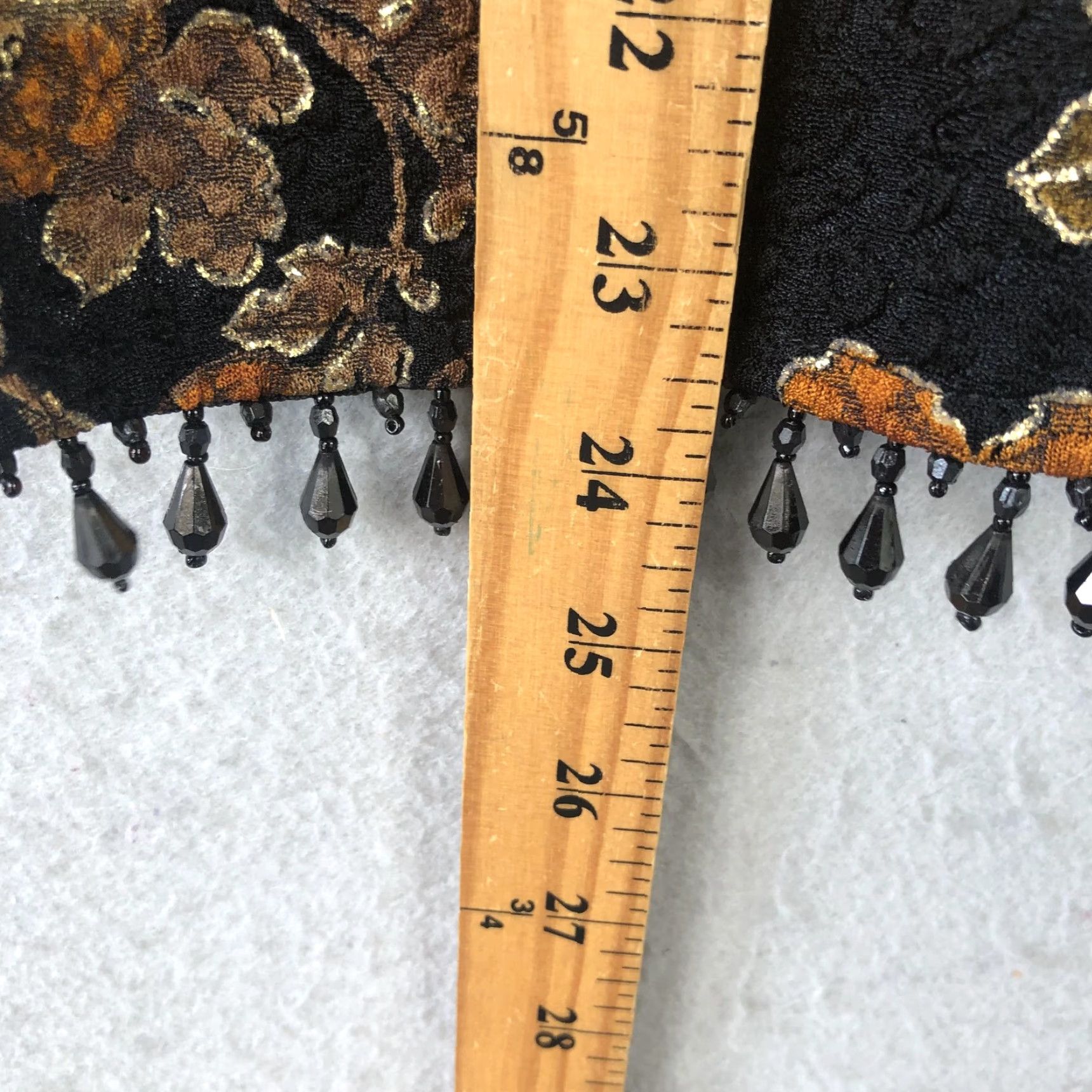 Vintage MSK Jacket Womens M Black Floral Brocade Beaded Fringe Evening Made in USA Size M / US 6-8 / IT 42-44 - 4 Thumbnail