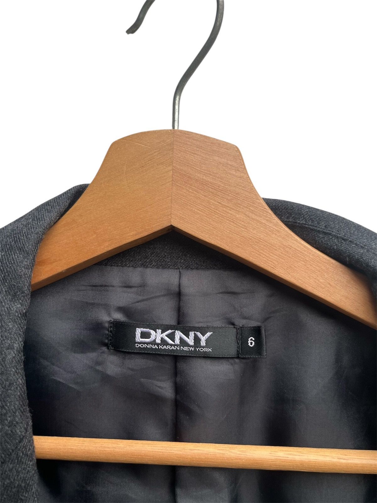 DKNY Dark Grey DKNY Notched Lapel Cashmere Wool Tailored Jacket Size M / US 6-8 / IT 42-44 - 6 Thumbnail