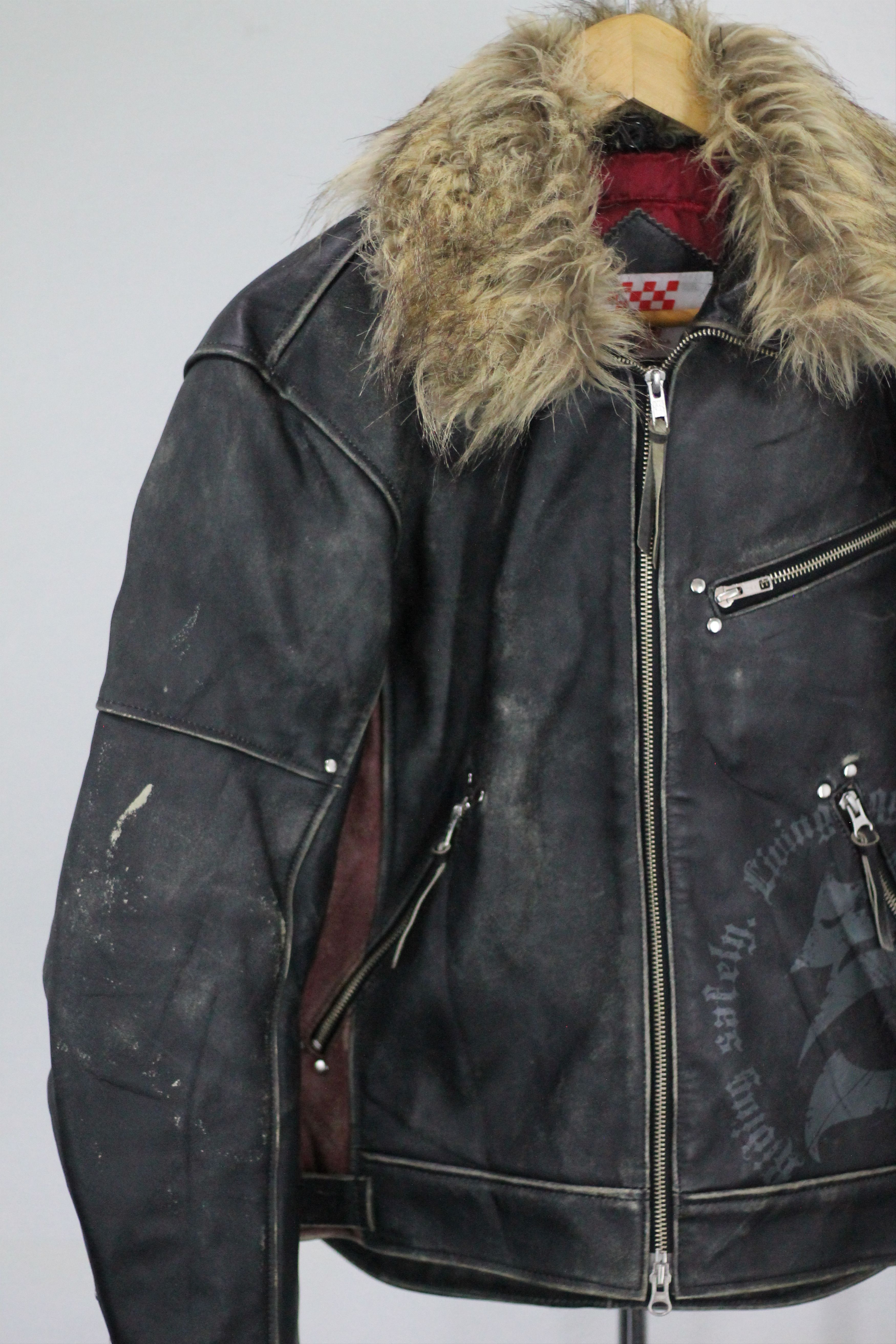 Vintage RARE! Vintage SIMPSON Leather Jacket Removable Fur Collar. Size US L / EU 52-54 / 3 - 5 Thumbnail