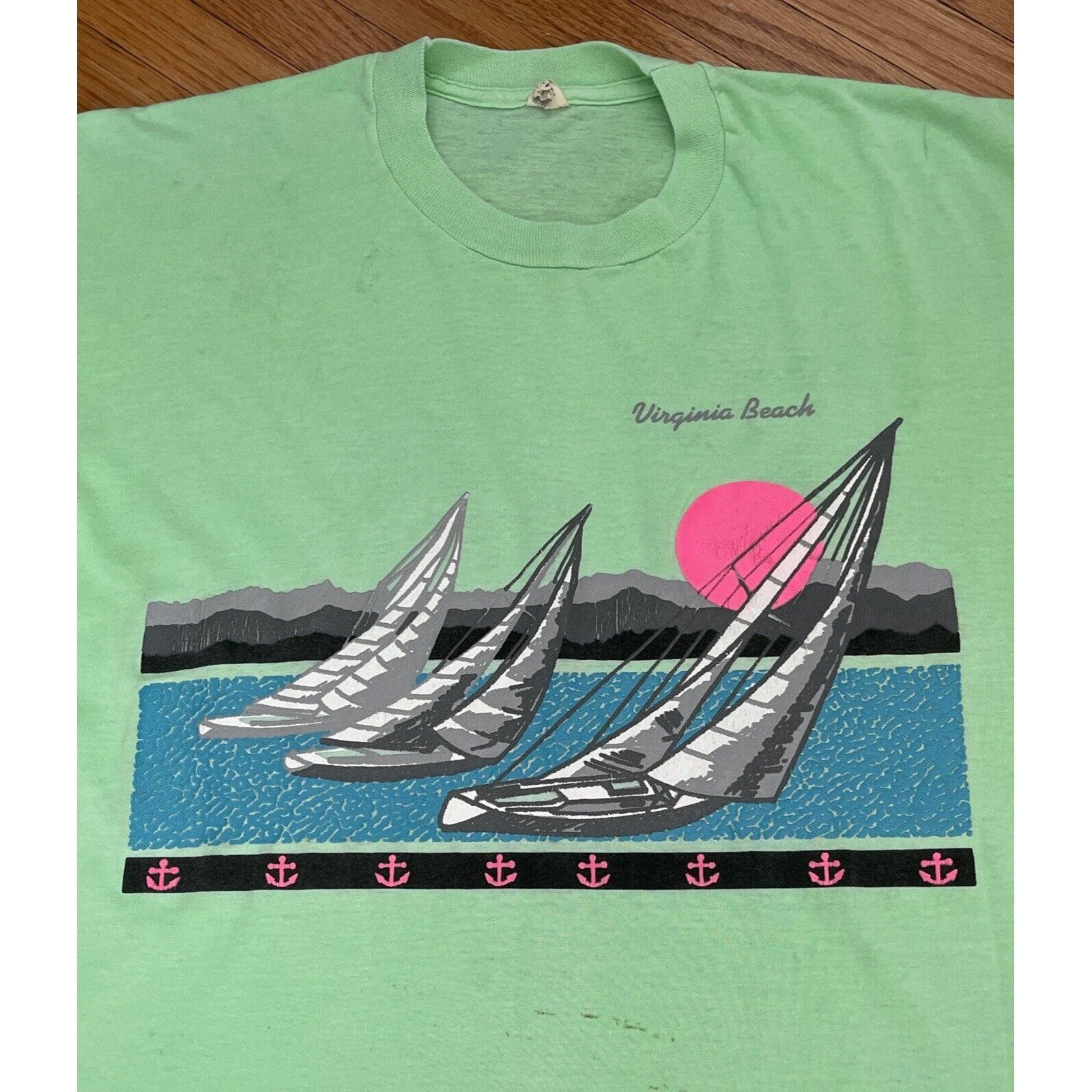 Other Vintage 80s 90s XL Virginia Beach Sailing Screen Stars Singl Size US XL / EU 56 / 4 - 3 Thumbnail