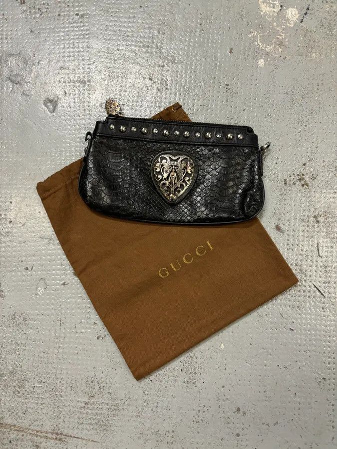 Gucci AW2007 Gucci Black Python Leather Studded Heart Bag by Frida Giannini Size ONE SIZE - 1 Thumbnail