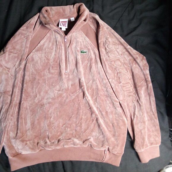 Supreme Supreme x Lacoste Velour Half-Zip Track Top Mauve Size US M / EU 48-50 / 2 - 3 Thumbnail