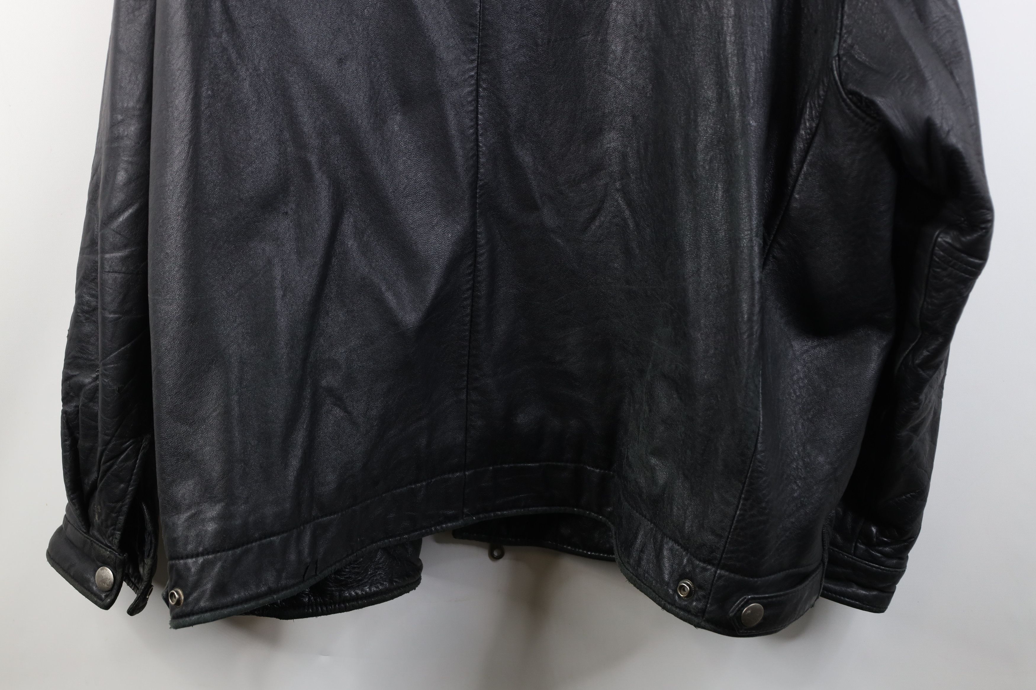 Vintage AS IS Vintage 90s Streetwear Quilted Leather Jacket Black Size US XXL / EU 58 / 5 - 15 Thumbnail
