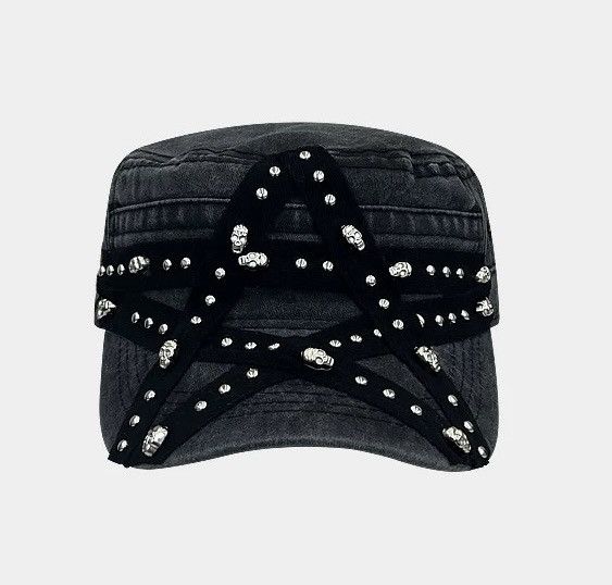 Japanese Brand Utility grunge faded skull studded star y2k military cap hat Size ONE SIZE - 6 Thumbnail