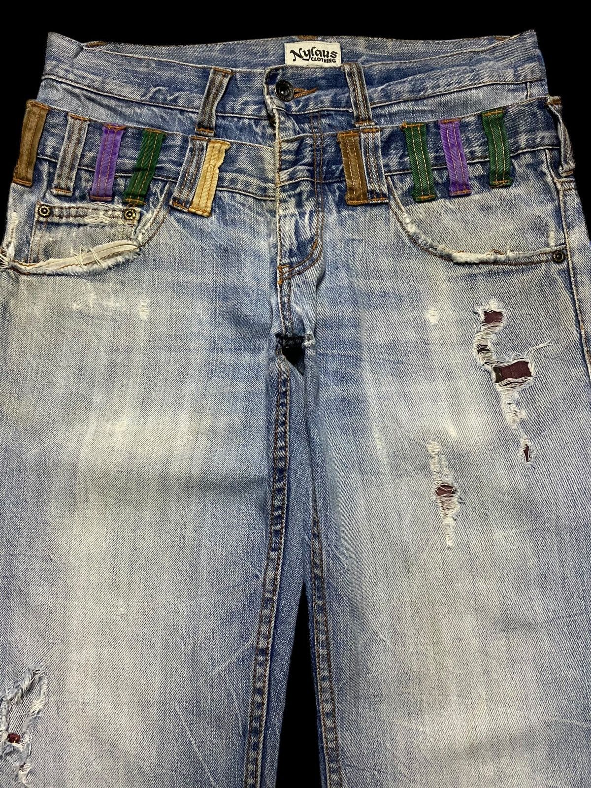 Japanese Brand Japanese Brand Nylaus Thunder Double Waist Trash Loose Jeans Size US 30 / EU 46 - 3 Thumbnail