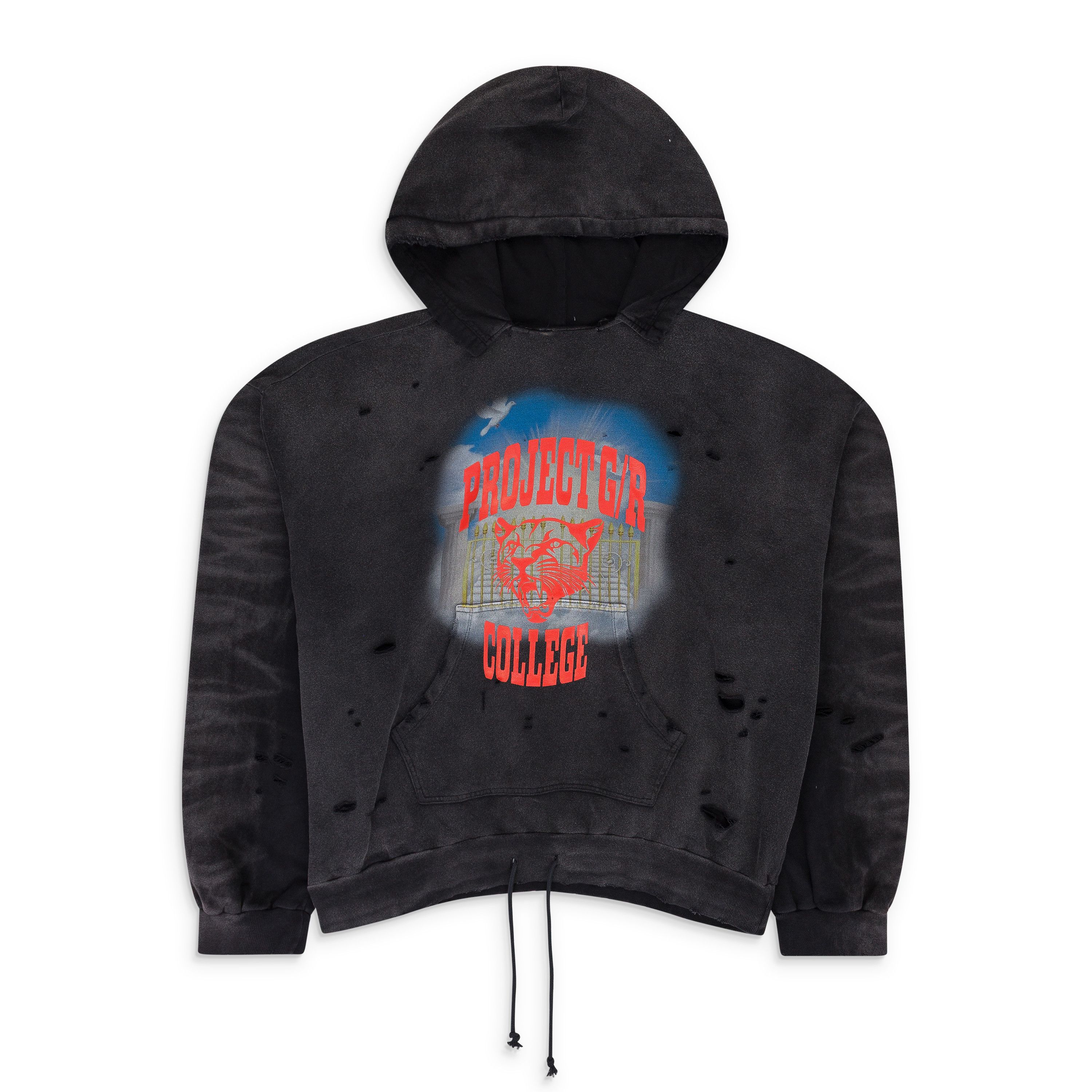 PROJECT G/R PALE BLUE MIXED PRINTED VINTAGE HOODIE SIZE M