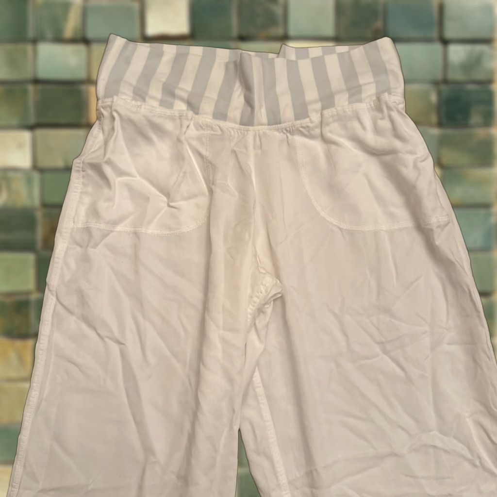 Lululemon Studio Joggers Women 6 White Stripe Drawstring Ankle Wide-Leg