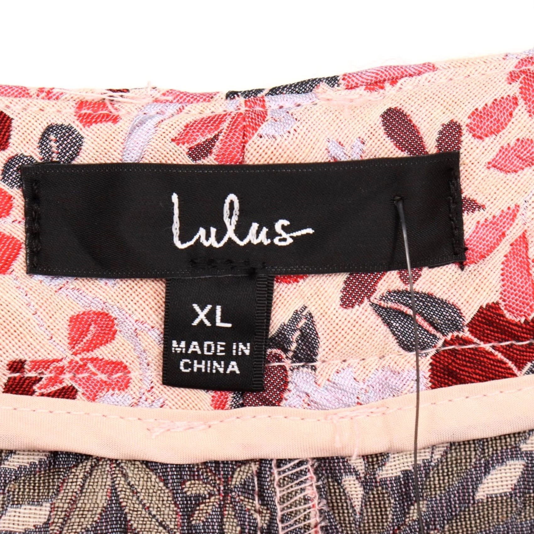 Lulus Lulus Women's Bloom into Spring Blush Floral Jacquard Wide-Leg Pants XL Red Floral Wide-Leg Pants Women XL Size 40" / US 18 - 6 Thumbnail