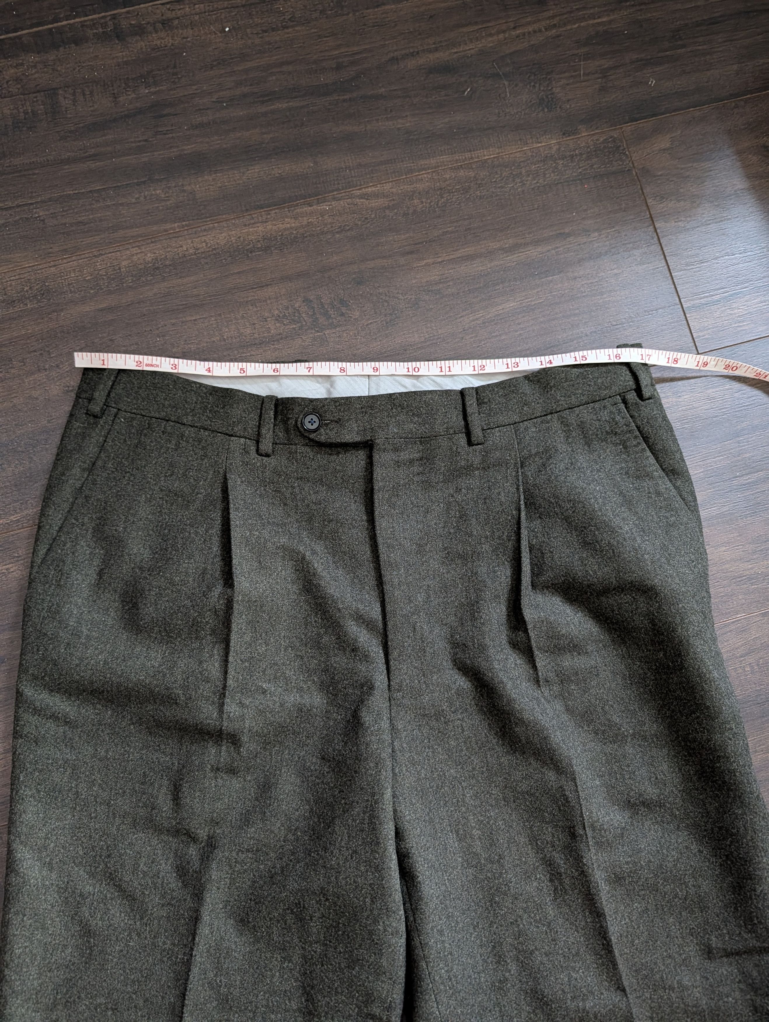 Palmer Trading Company PALMER LONDON green flannel Super 100s wool pants Size US 34 / EU 50 - 12 Thumbnail
