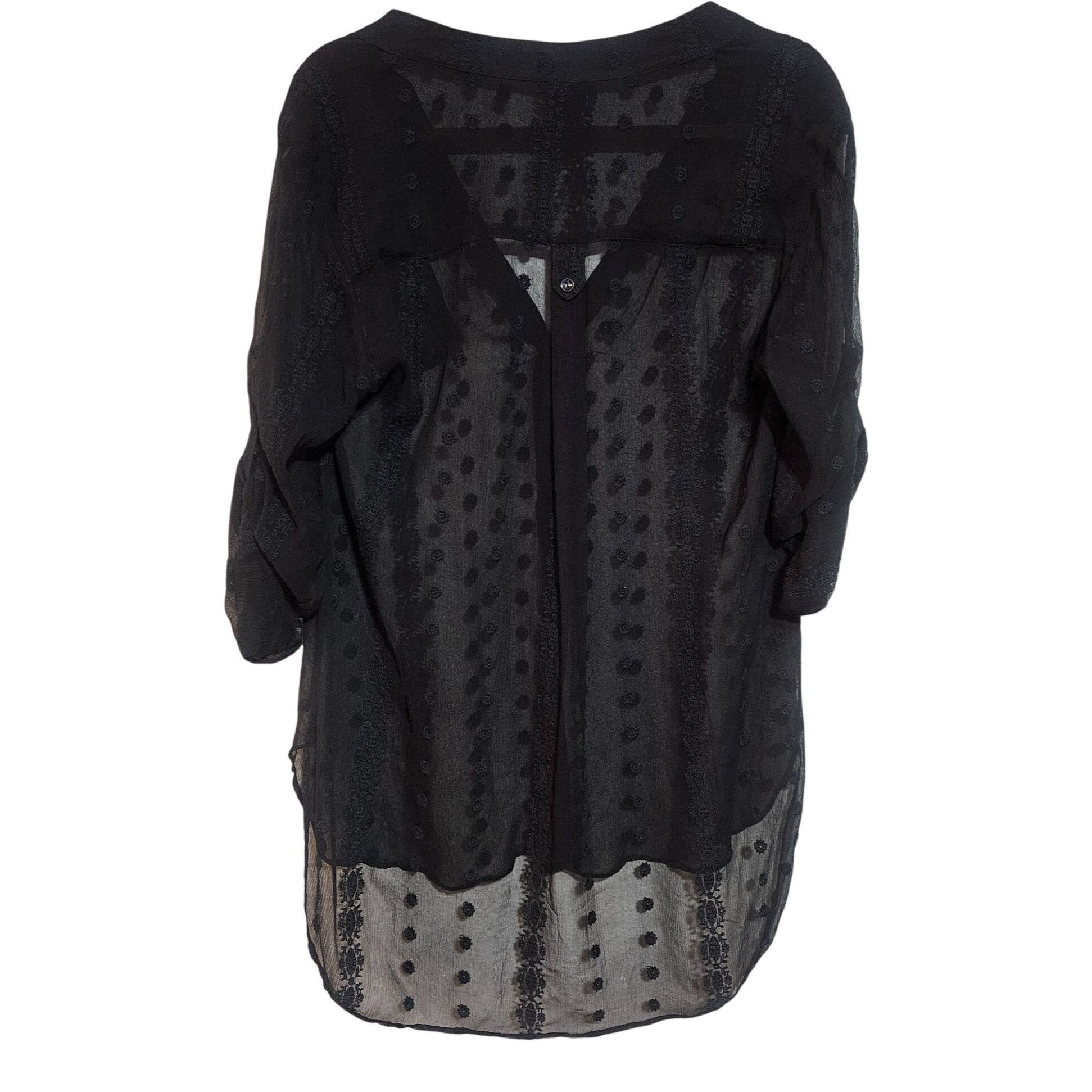 The Unbranded Brand Sheer Blouse Black Small Stretchy Lightweight Minimalist Boh Size S / US 4 / IT 40 - 2 Thumbnail