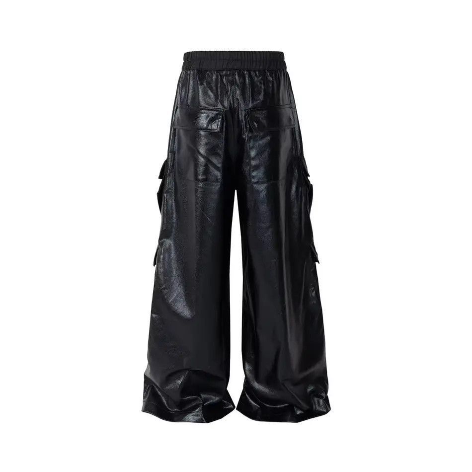 Japanese Brand Streetwear Baggy PU Leather Jeans Pants Size US 33 - 3 Thumbnail