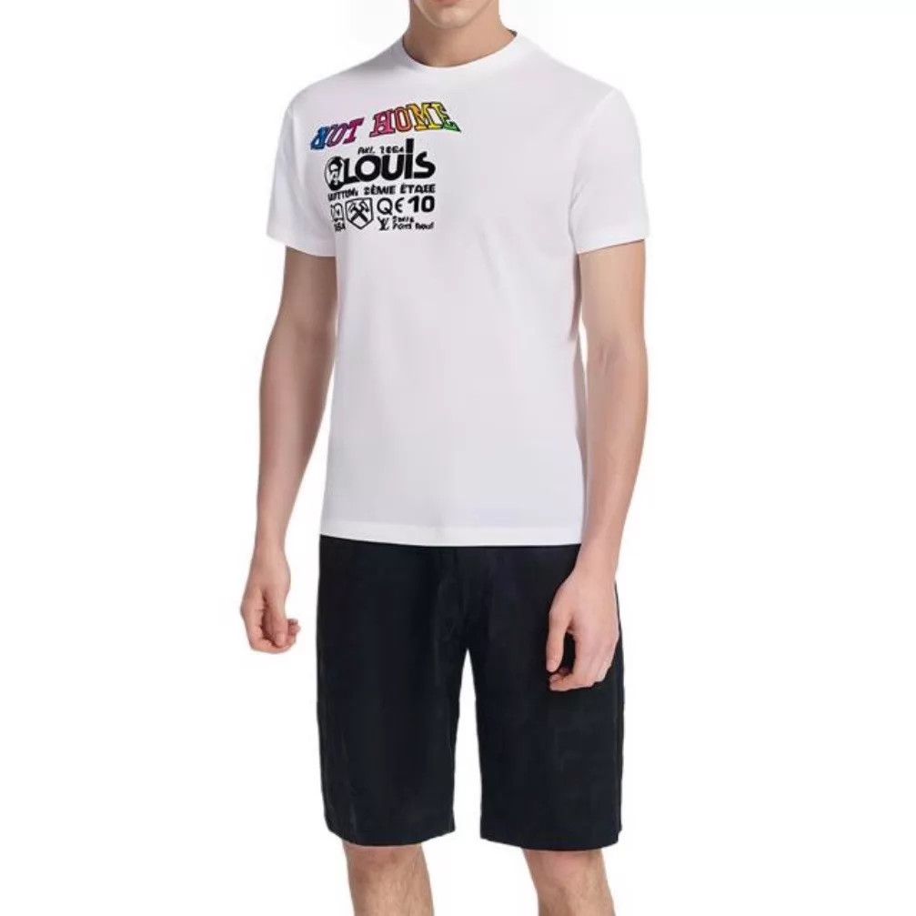 Louis Vuitton LV White Short Sleeve Tee M Tornado Flocked Logo Colorful Size US M / EU 48-50 / 2 - 6 Thumbnail