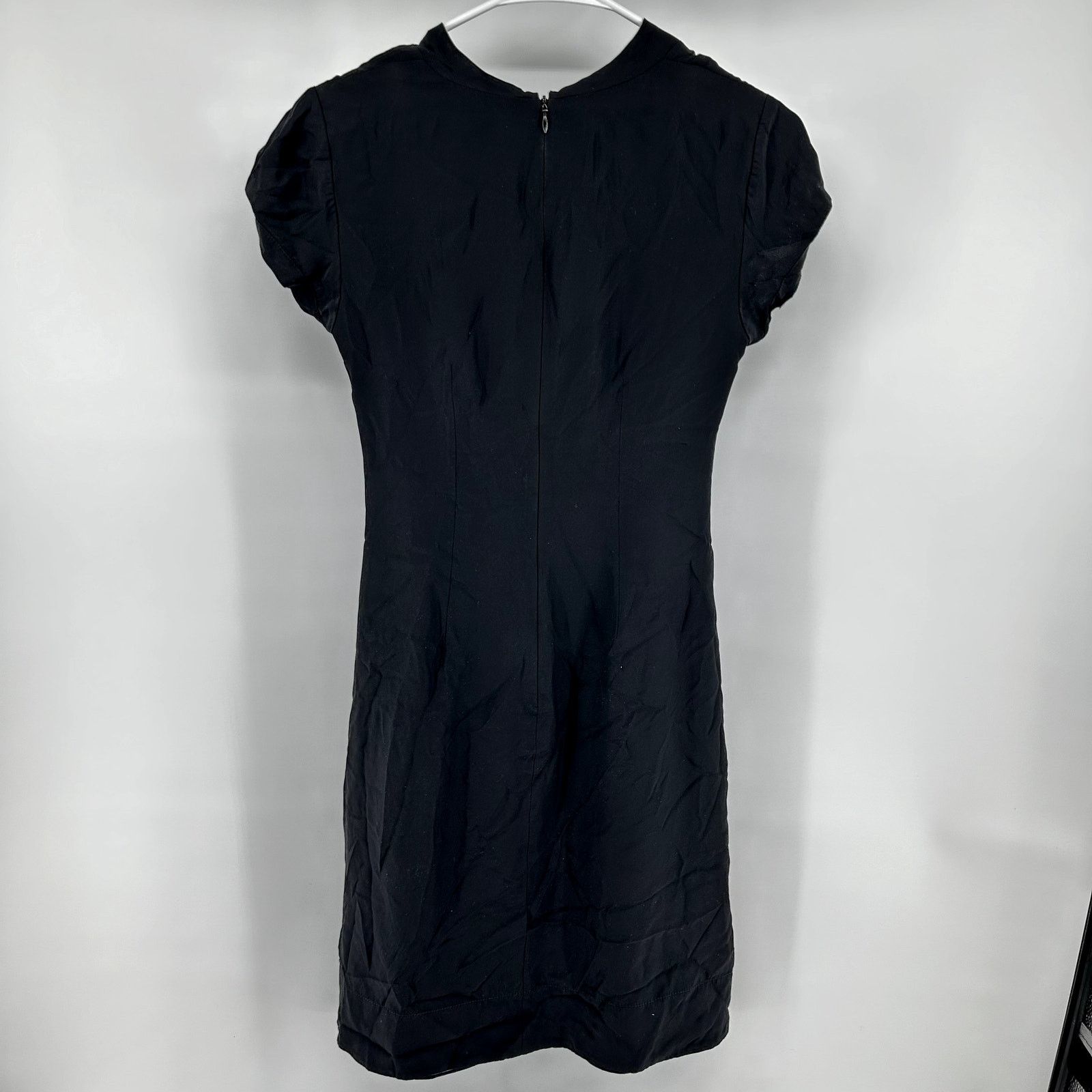 Banana Republic Sheath Mini Dress Tie 100% Silk LBD Black 0