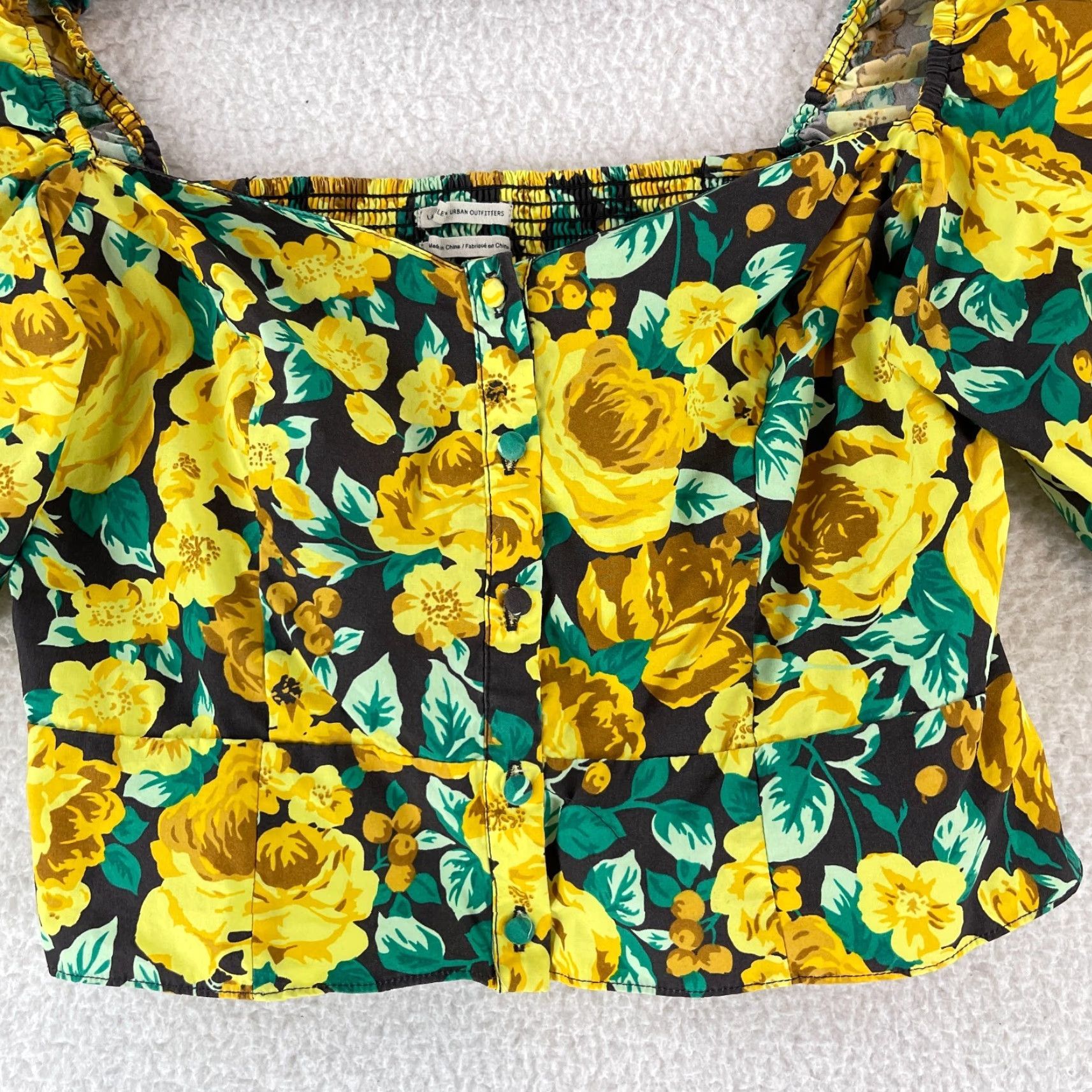 Urban Outfitters Laura Ashley x Urban Outfitters Shirt Womens Medium Puff Sleeve Crop Top Yellow Size M / US 6-8 / IT 42-44 - 5 Thumbnail