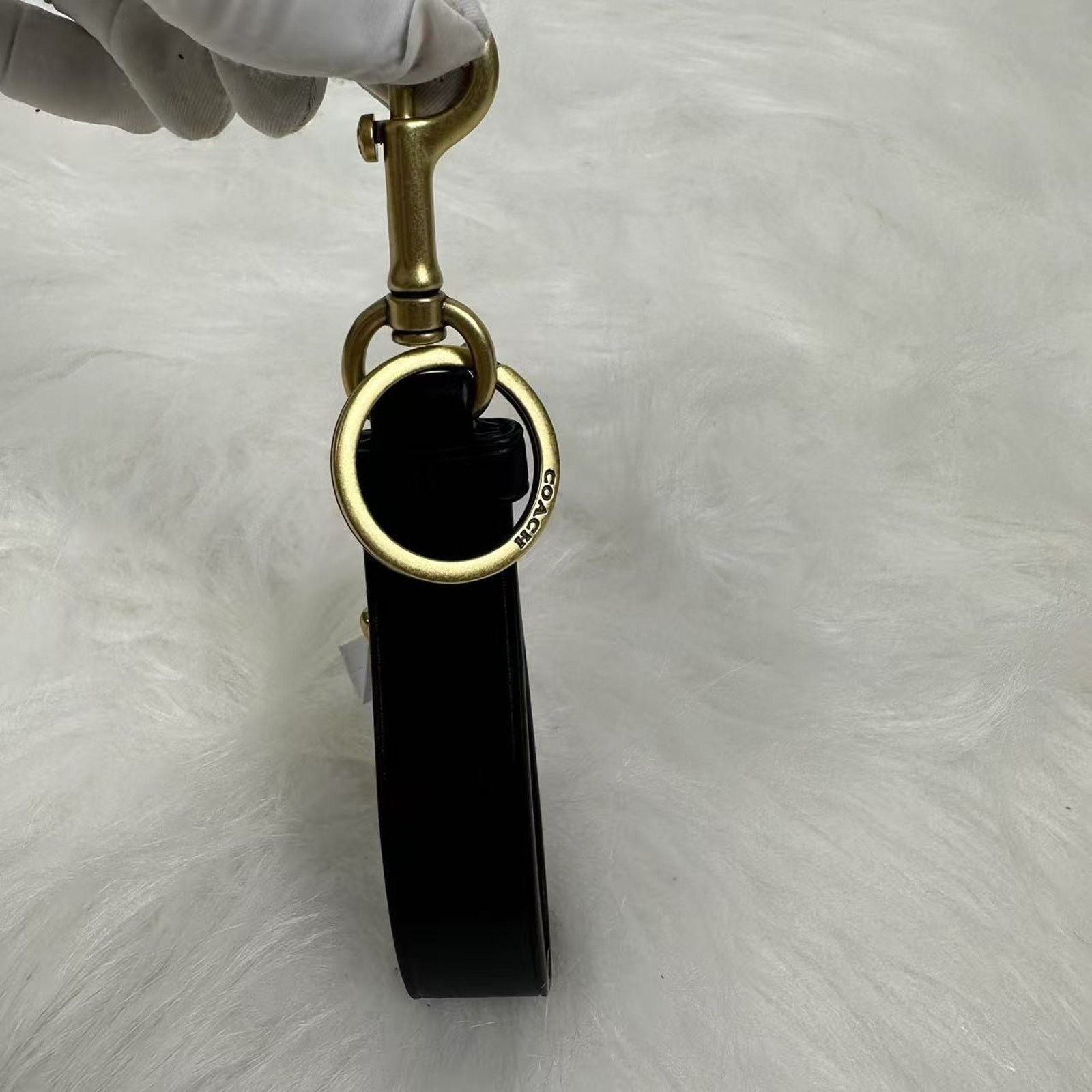 Coach Coach Loop Bag Charm Key Chain/Key Ring Leather/Brass/Black Size ONE SIZE - 4 Thumbnail