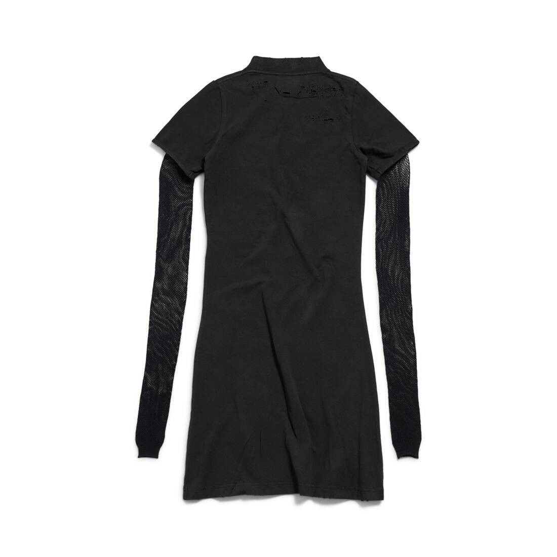 Balenciaga o1srvl11e1025 Gothic Type Mesh Sleeve Dress in Black Size M / US 6-8 / IT 42-44 - 2 Thumbnail
