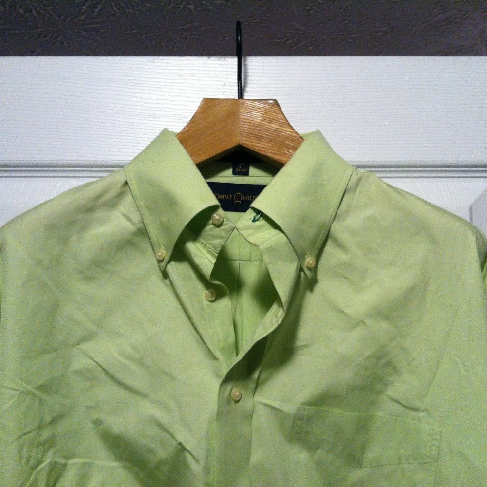 Tommy Hilfiger TOMMY HILFIGER MEN'S LIME GREEN COTTON DRESS SHIRT 17/32-33 Size US XL / EU 56 / 4 - 1 Thumbnail