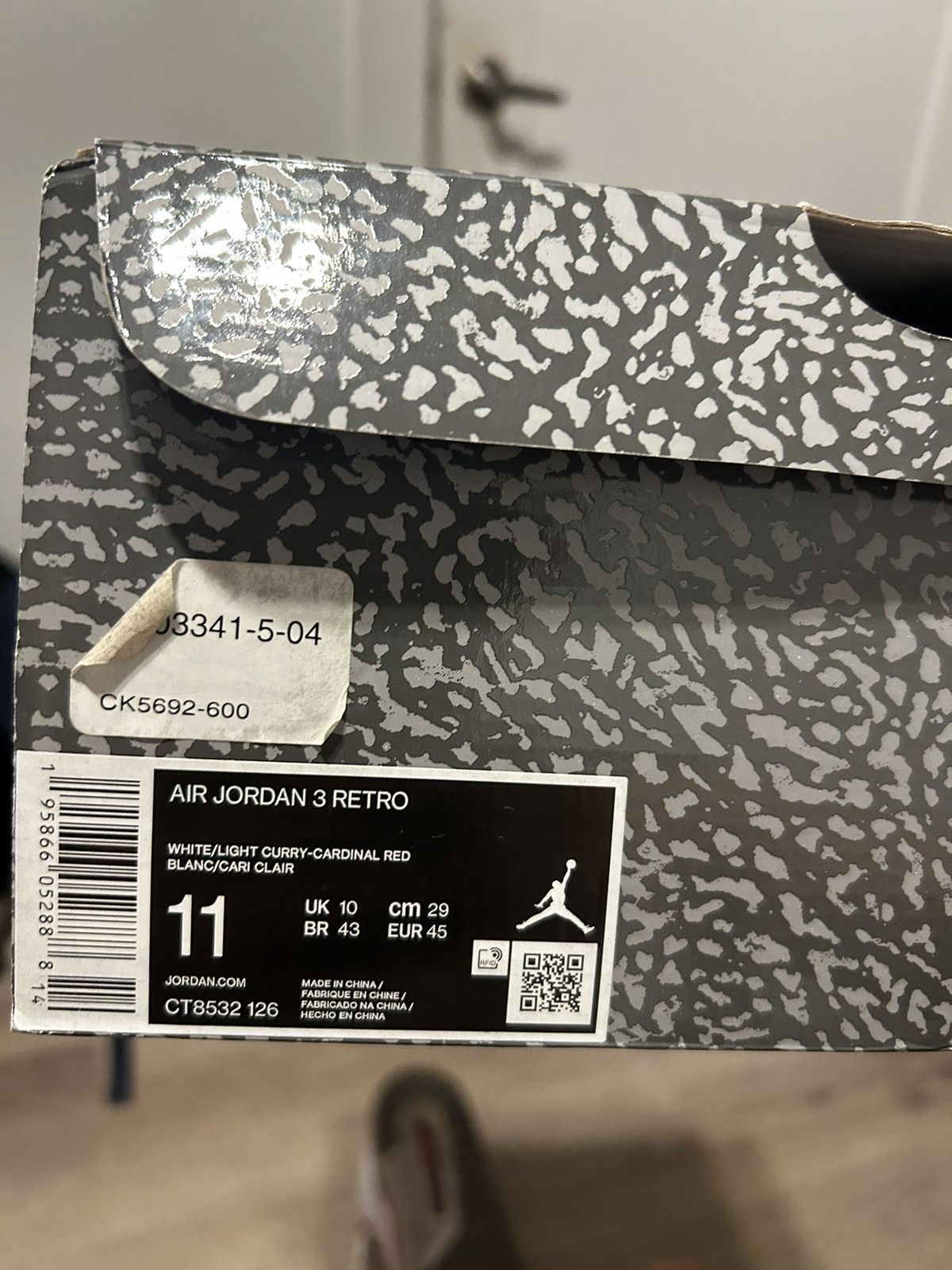 image of Air Jordan 3 “ Cardinal “ Shoes in White, Men's (Size 11)