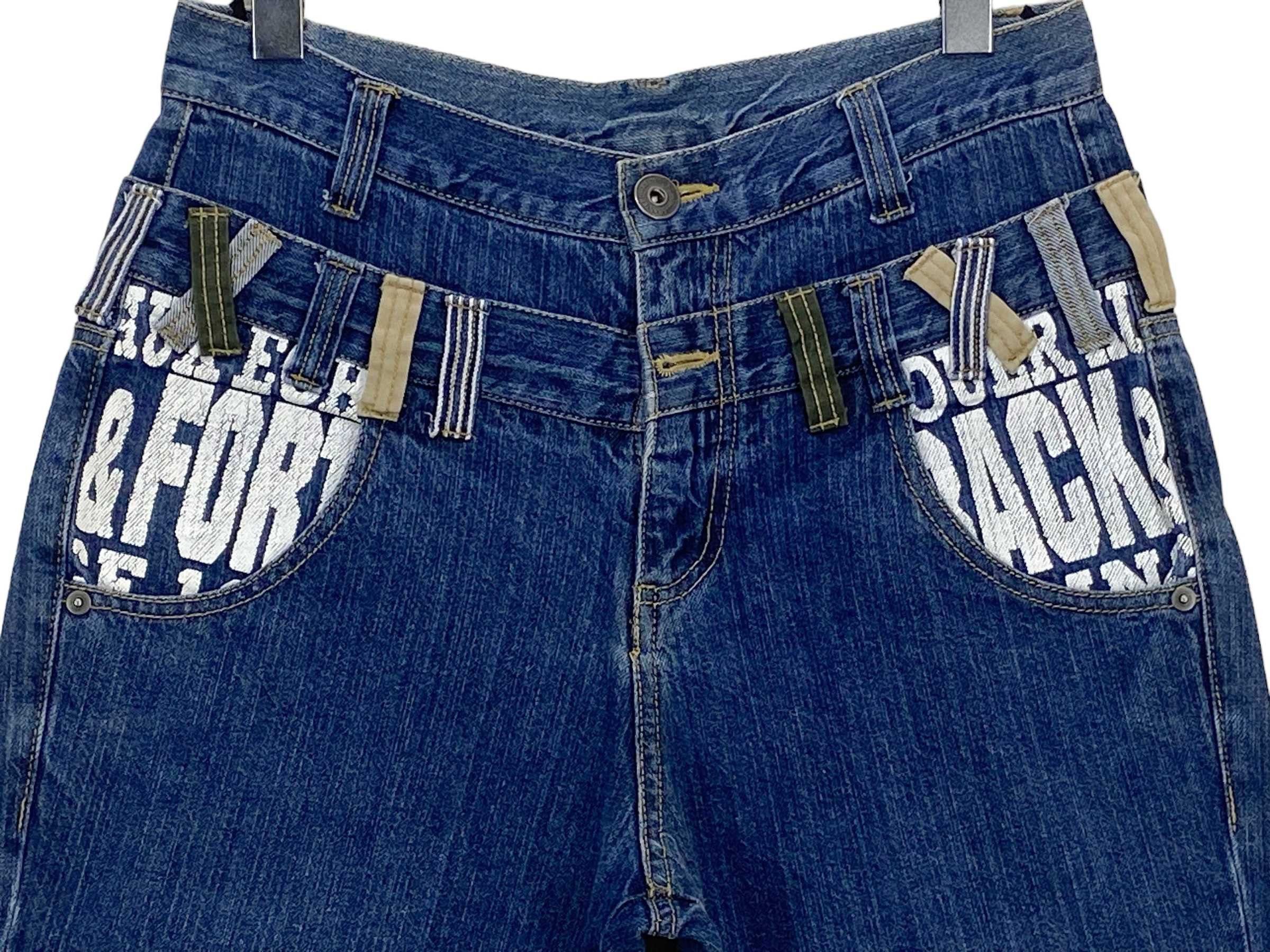 Japanese Brand Back & Forth Double Waist Denim Goth Punk Jeans Size US 29 - 3 Thumbnail