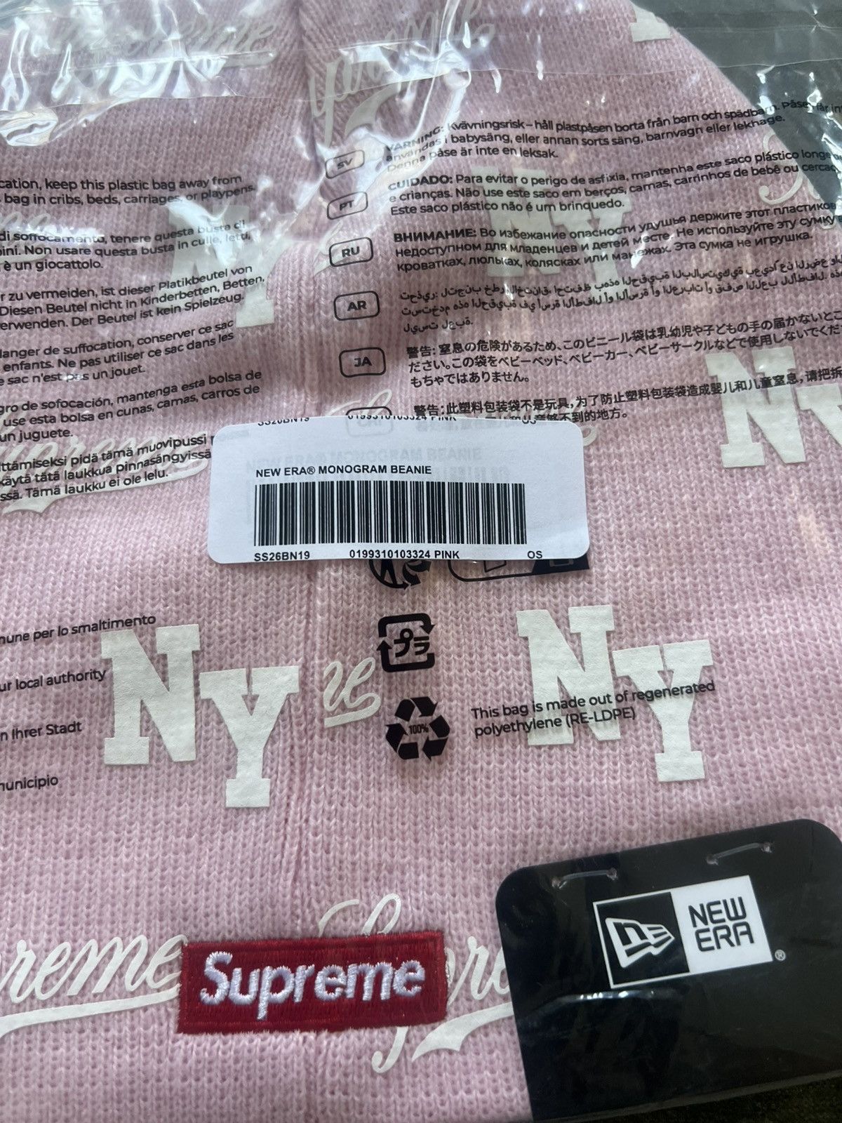 Supreme Supreme New Era Monogram Beanie Pink Size ONE SIZE - 3 Thumbnail