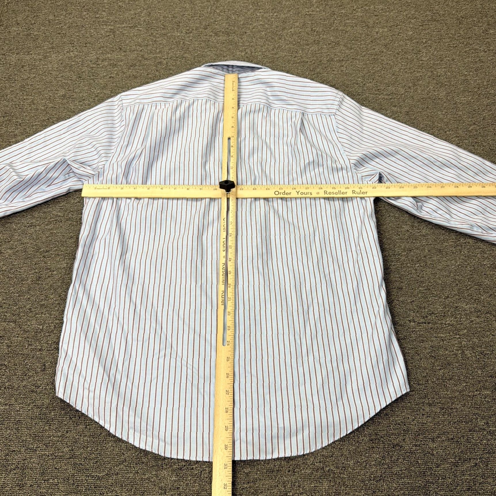 Pronto Uomo Pronto Uomo Shirt Mens Large Blue Stripe Non Iron Dress Button Front Long Sleeve Size 42R - 6 Thumbnail