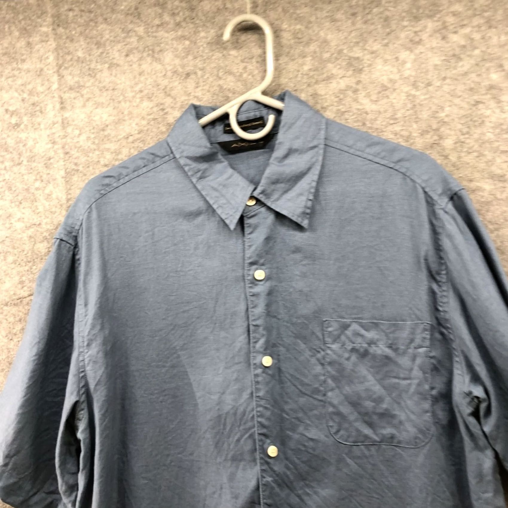 Vintage AXIST Linen Shirt Mens L Dusty Blue Short Sleeve Button Up Pocket Size US L / EU 52-54 / 3 - 3 Thumbnail