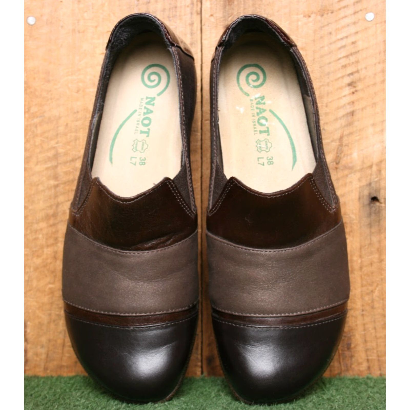 Vintage NAOT Miro Brown Leather Slip-On Loafers Womens US 7 EUR 38 Casual Slip On Neat Shoes Size US 7 / IT 37 - 4 Thumbnail