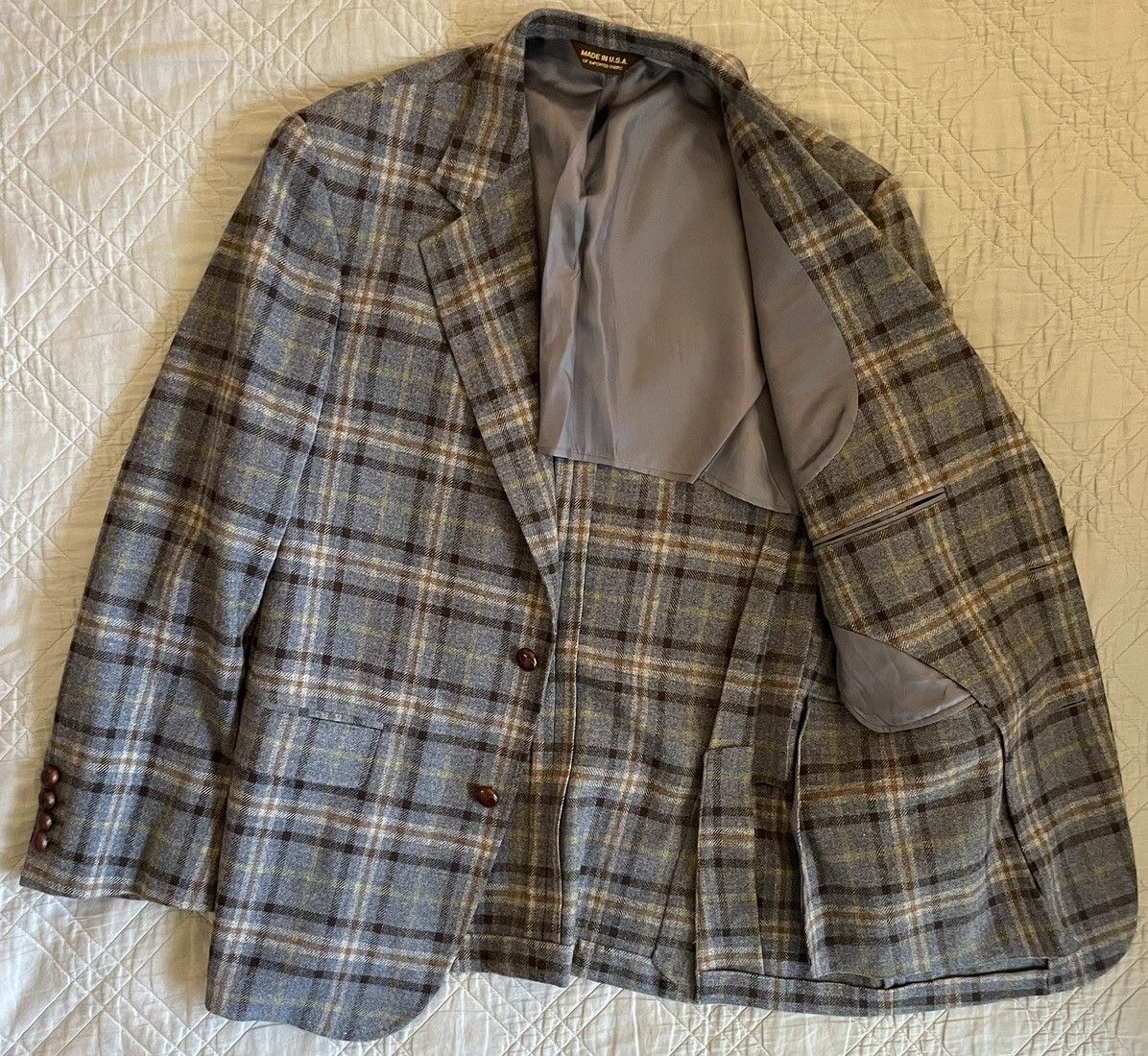 Brooks Brothers Check Print Wool Sport Coat Size 40R - 2 Thumbnail