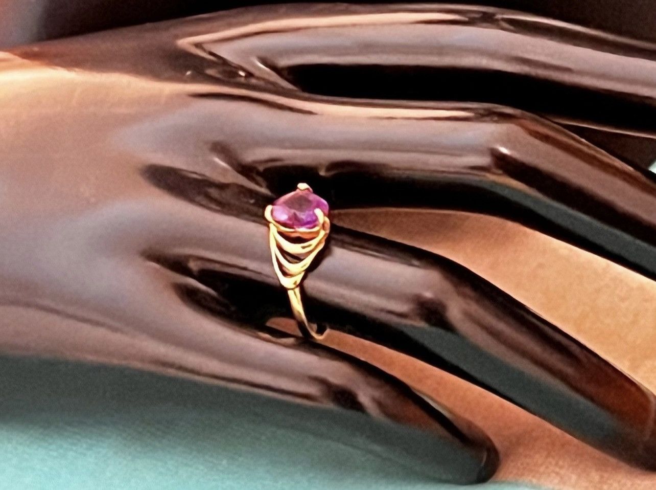 Other 14K Gold Amethyst Heart Ring Size ONE SIZE - 10 Thumbnail
