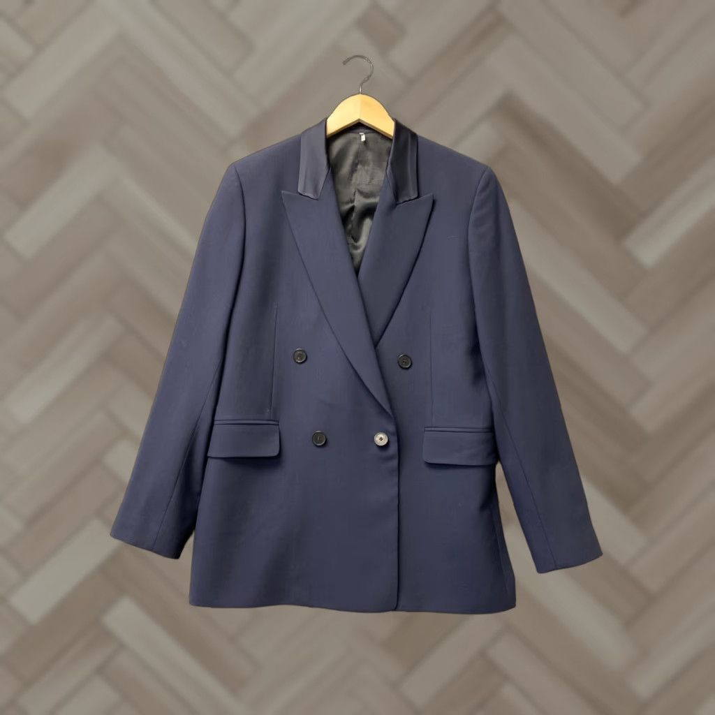 Frame VINTAGE FRAME Women's Blazer Double Breasted Wool Navy XS/S Basic Jacket, Formal, Classic, Fall Style Size XS / US 0-2 / IT 36-38 - 1 Thumbnail