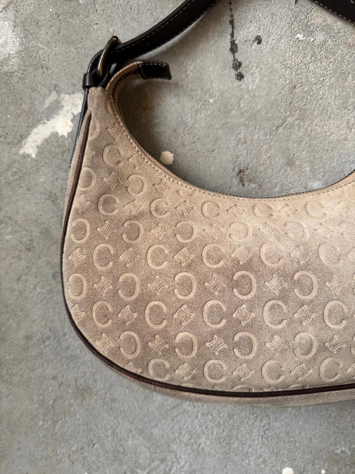Celine Celine Macadam Suede Ava Shoulder Bag Beige Size ONE SIZE - 6 Thumbnail