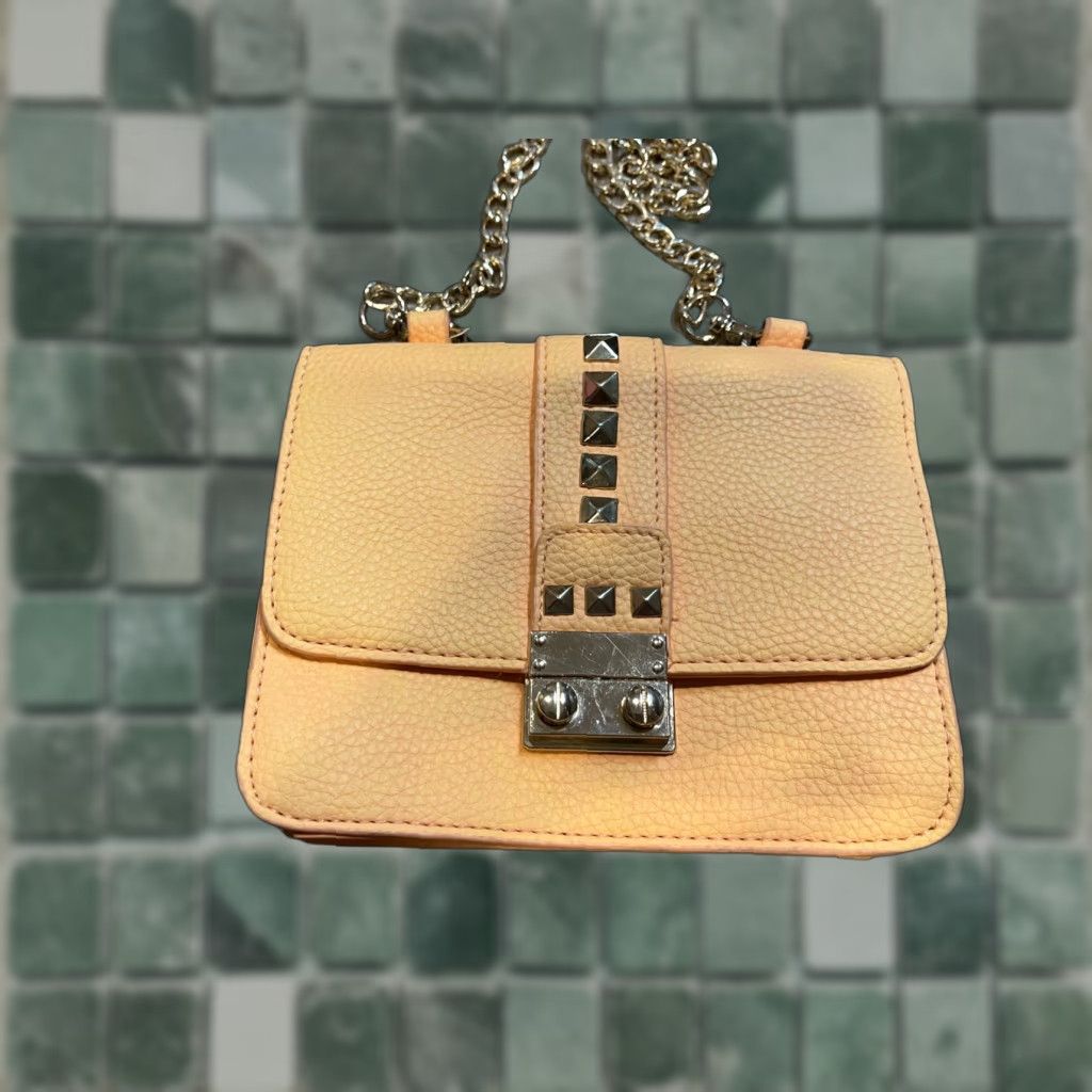Bcbgmaxazria BCBGMAXAZRIA Purse Shoulder Bag Medium Women Gold Hardware Pale Orange Polyurethane Buckle Handle Chain Size ONE SIZE - 1 Thumbnail