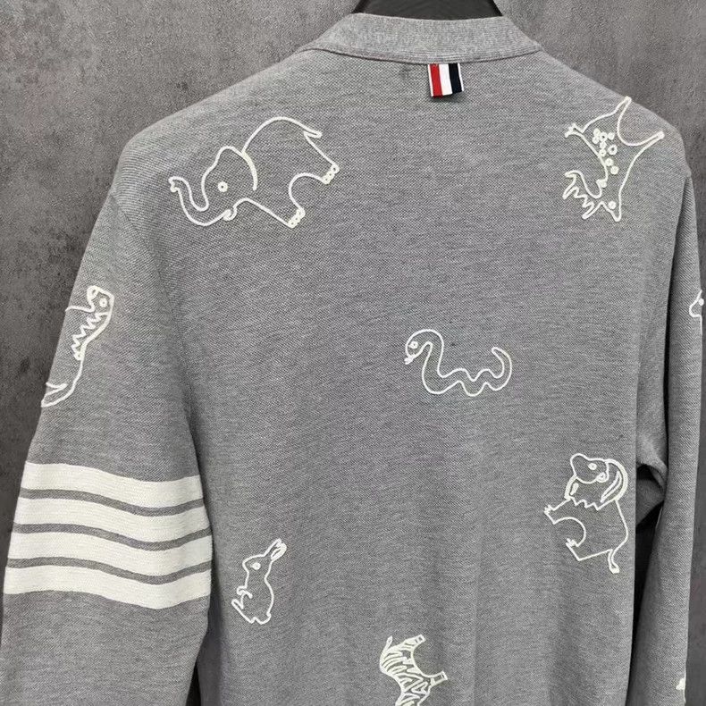 Thom Browne Thom Browne size3 Embroidered lace-woven waffle cardigan Size US L / EU 52-54 / 3 - 3 Thumbnail