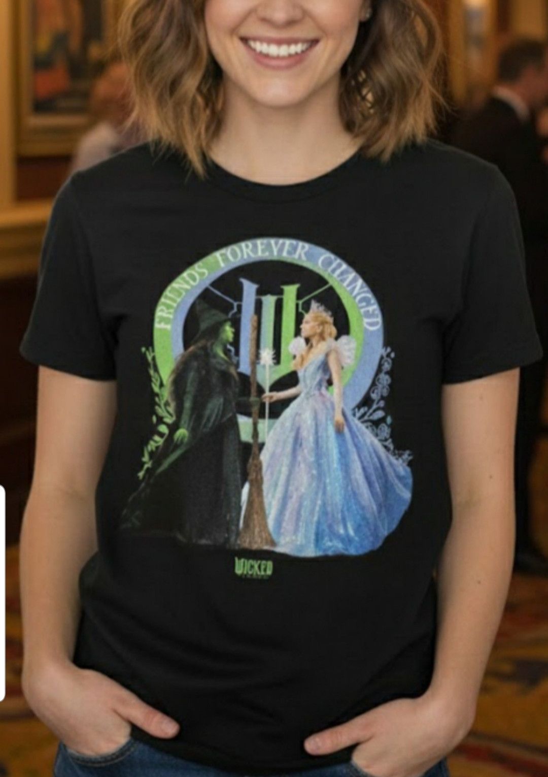 Port & Company WICKED MOVIE T-SHIRT ELPHABA & GLINDA EMERALD CITY EDITION L Size L / US 10 / IT 46 - 4 Thumbnail