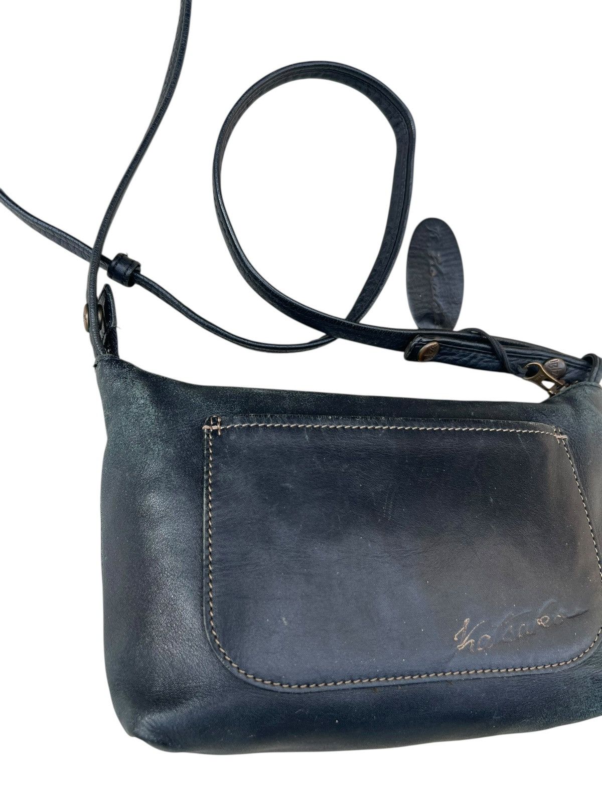 Leather Vintage Ibiza Japan Patina Scratches Black Leather Bag Size ONE SIZE - 10 Thumbnail