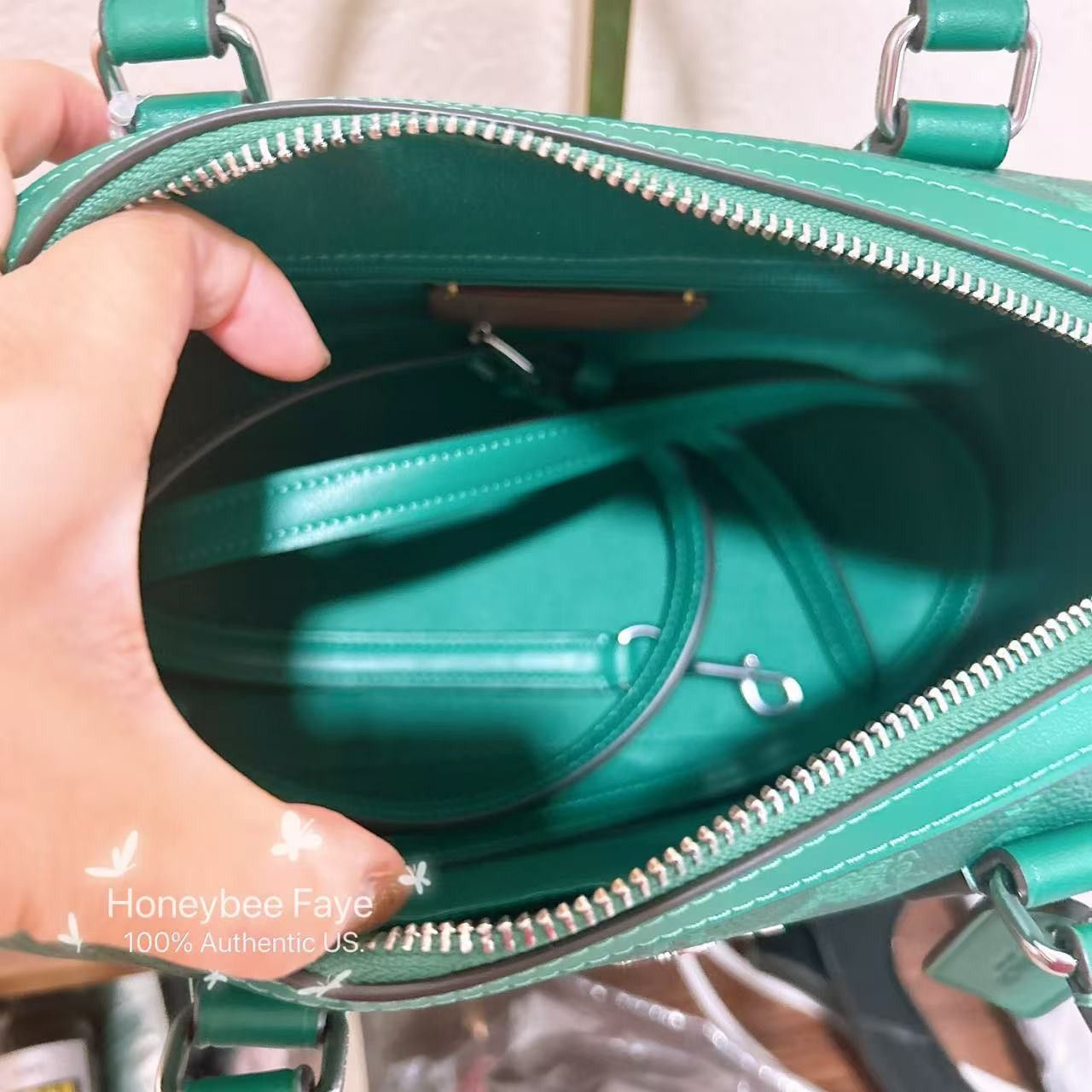 Coach Rowan Satchel Bag In Signature Canvas CV961 bright jade Size ONE SIZE - 5 Thumbnail