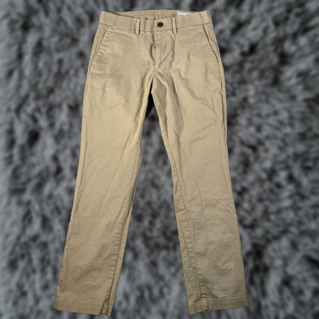 Gap Gap Pants Khaki 28x27.5 Straight Performance Chino Flat Front Regular Mens 28 Inseam 28in Cotton Spandex Stretch Flat Front Pockets Beige Beige Size US 28 / EU 44 - 1 Thumbnail